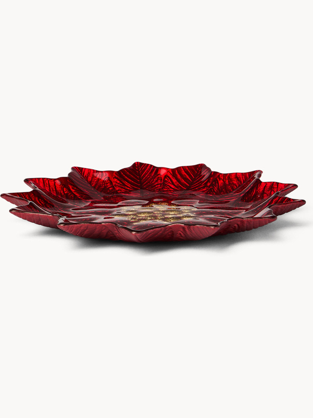 Glass fruit plate with a Christmas star design