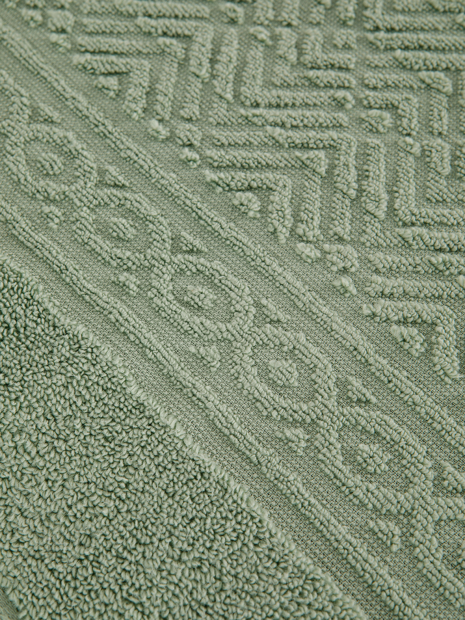 Asciugamano spugna di cotone motivo geometrico, Verde salvia, large image number 2