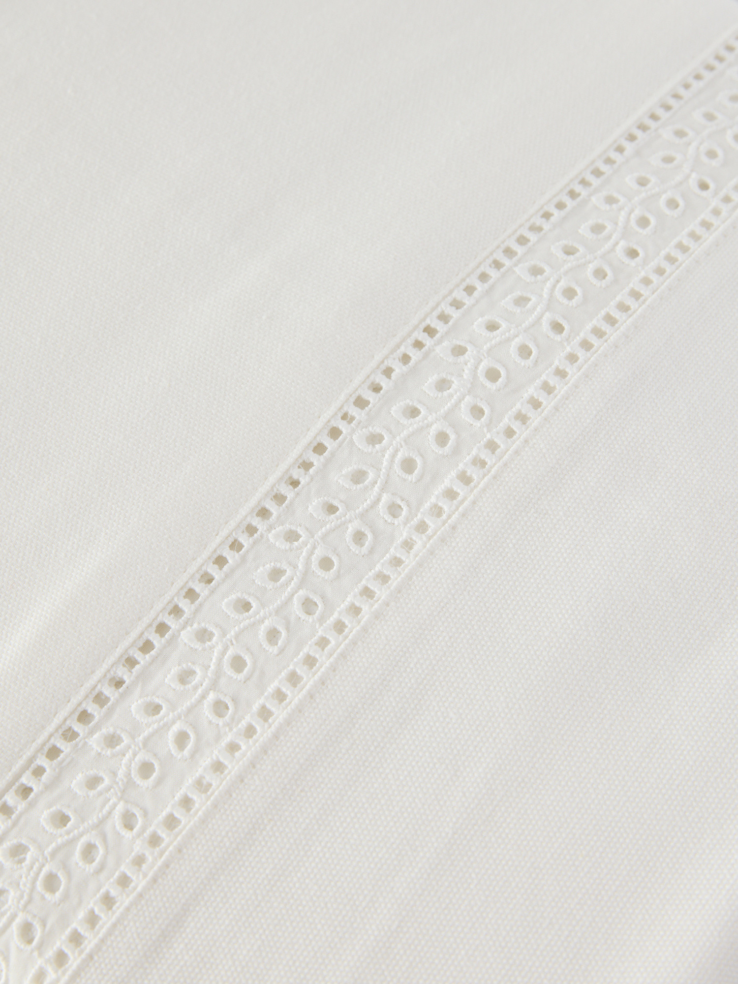 Tovaglia in puro cotone con applicazione pizzo, Bianco, large image number 1