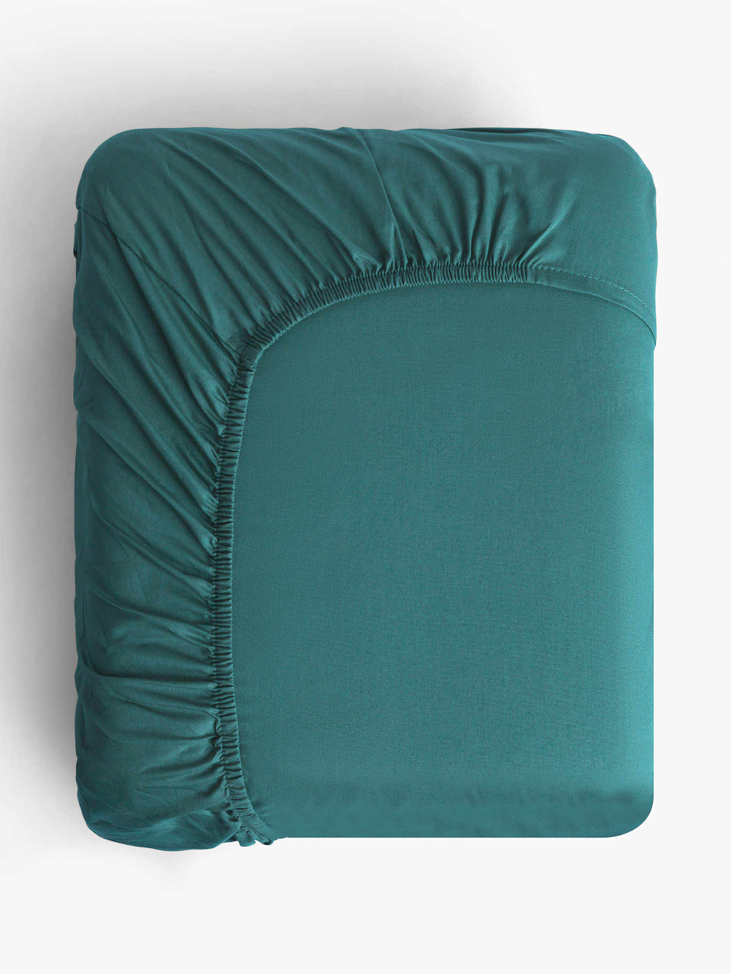 Solid-colored pure cotton fitted sheet, Green, large image number 0