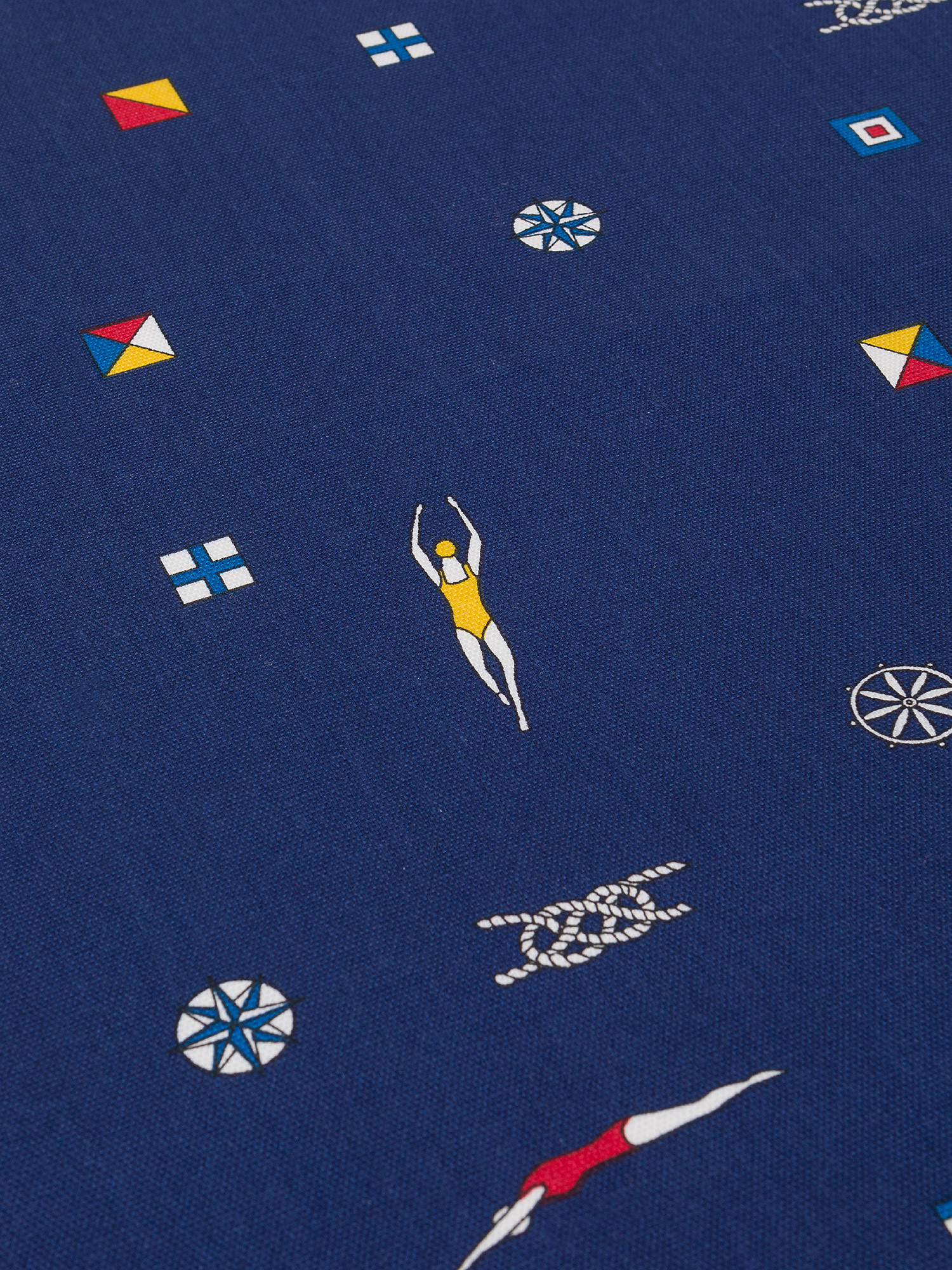 Runner puro cotone stampa bandiere nautiche, Blu, large image number 1