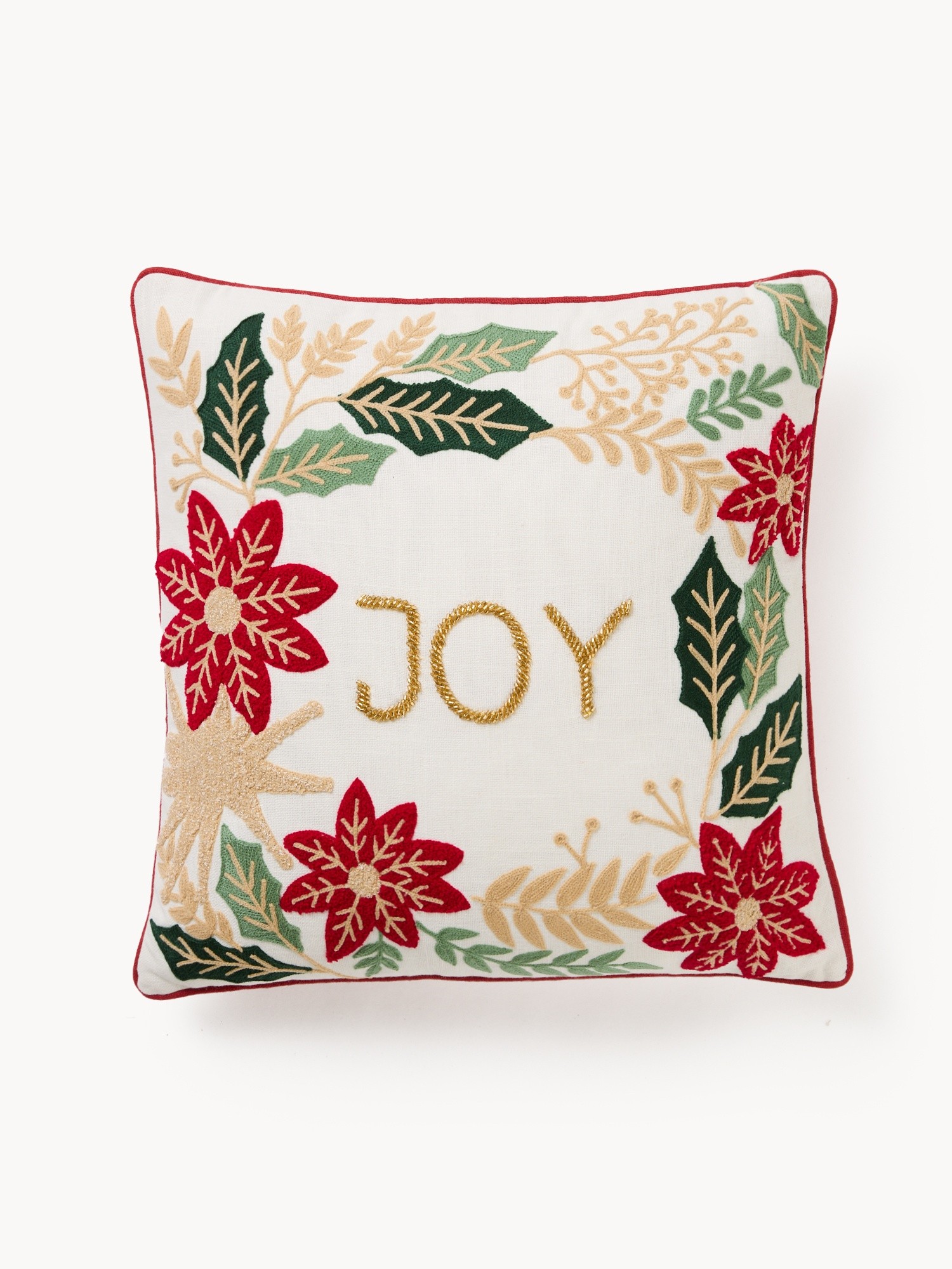 Cushion with embroidery and beads 45x45cm, White Cream, large image number 0