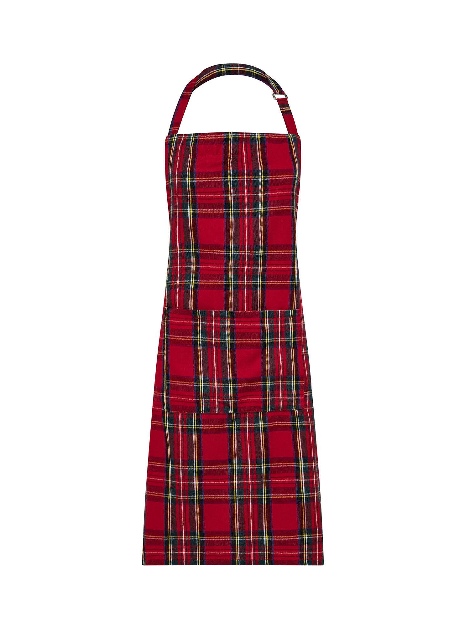 Tartan cotton twill kitchen apron, Red, large image number 0