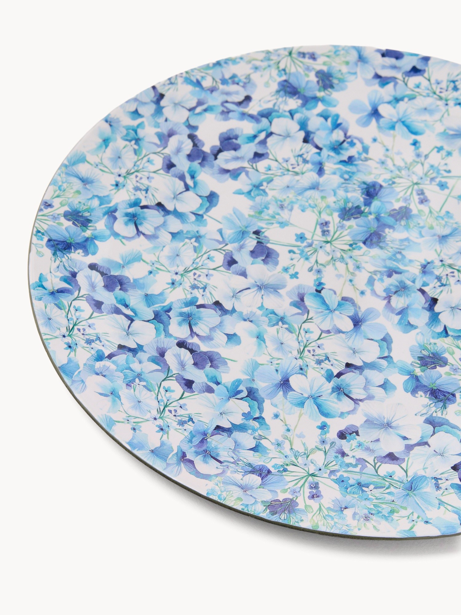 Sottopiatto in plastica motivo ortensie, Azzurro, large image number 1