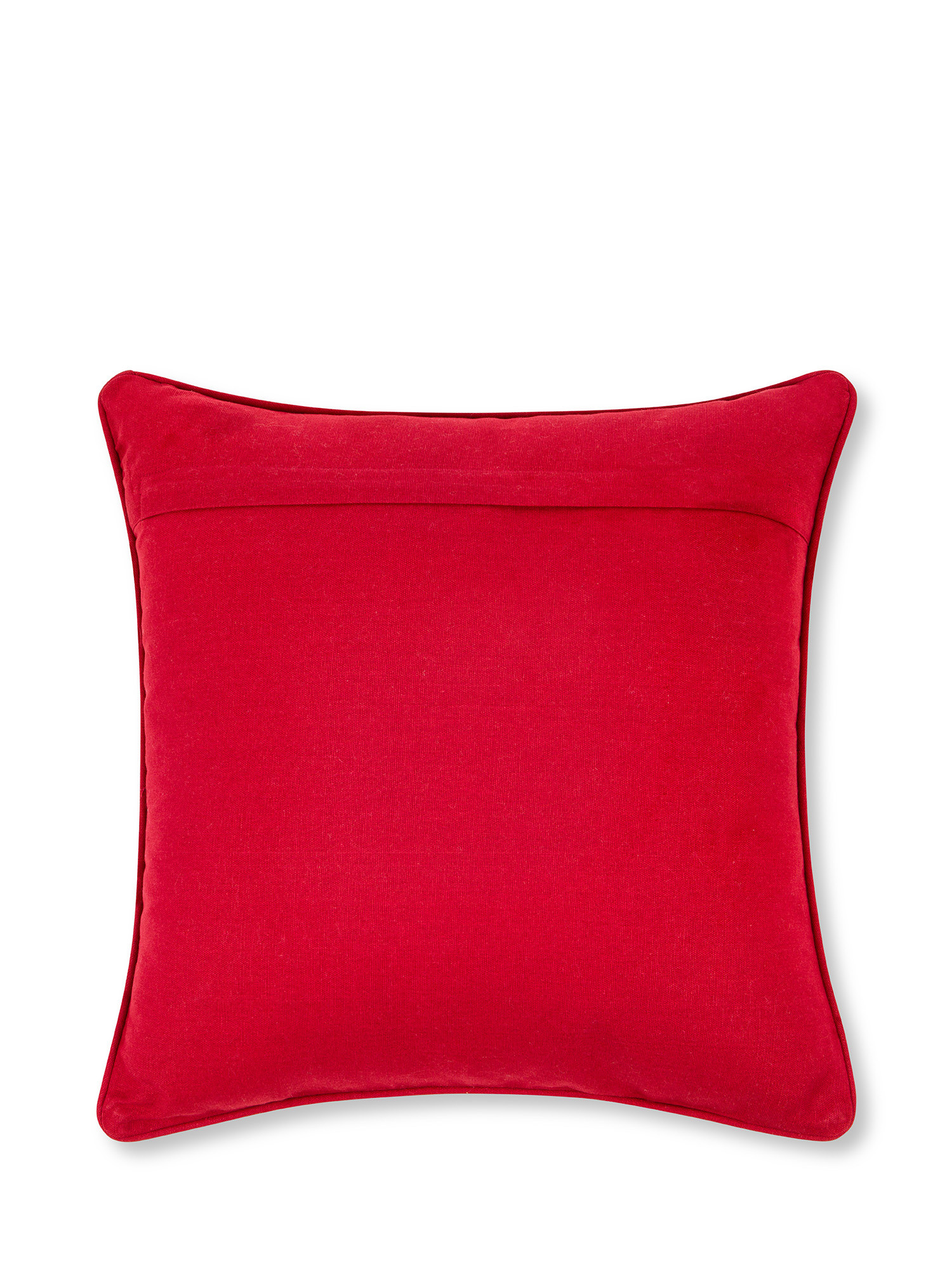Embroidered tartan fabric cushion 45x45cm, Red, large image number 1