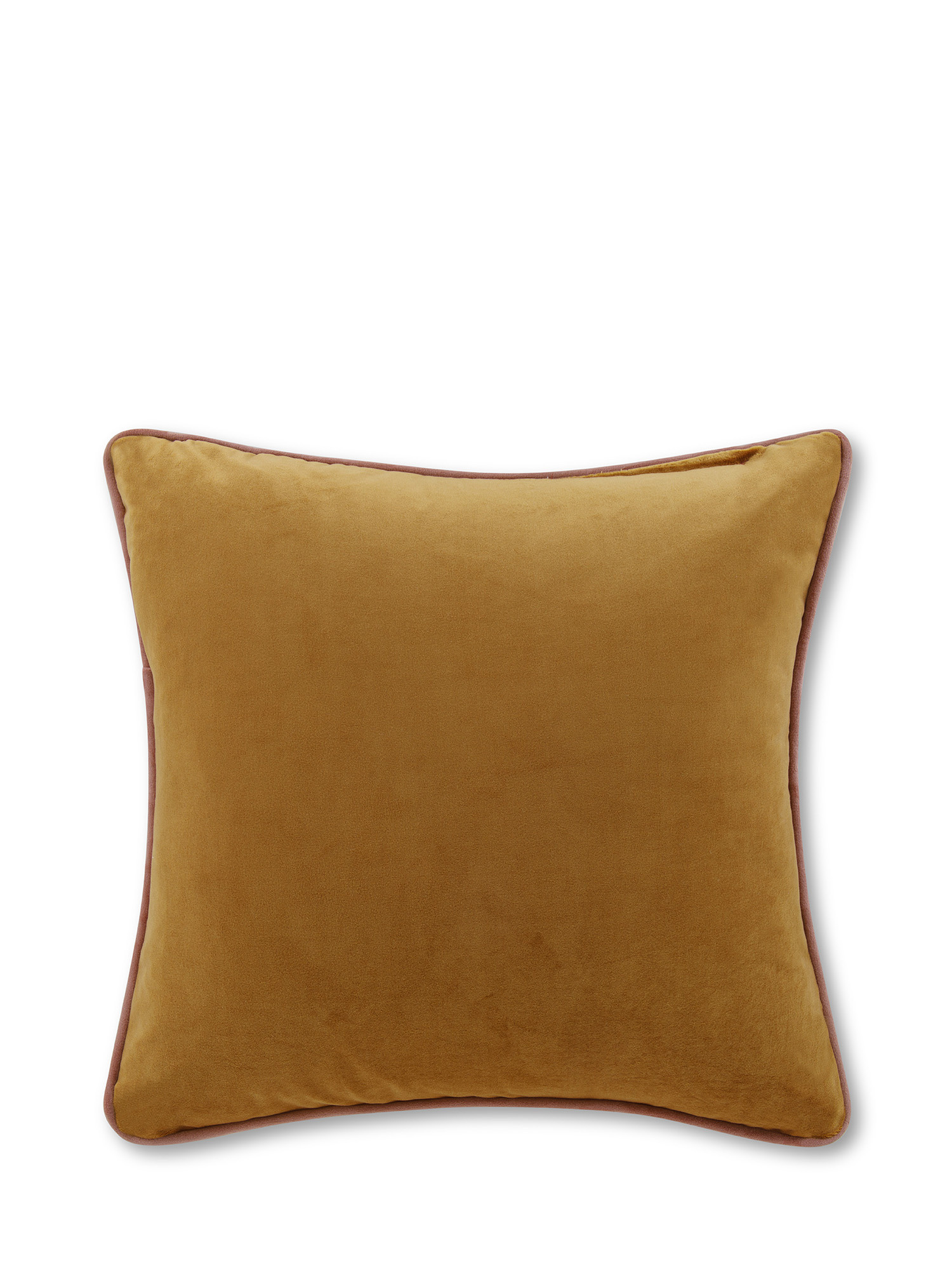 Cuscino in velluto con piping applicato sul bordo 45x45 cm, Giallo senape, large image number 0