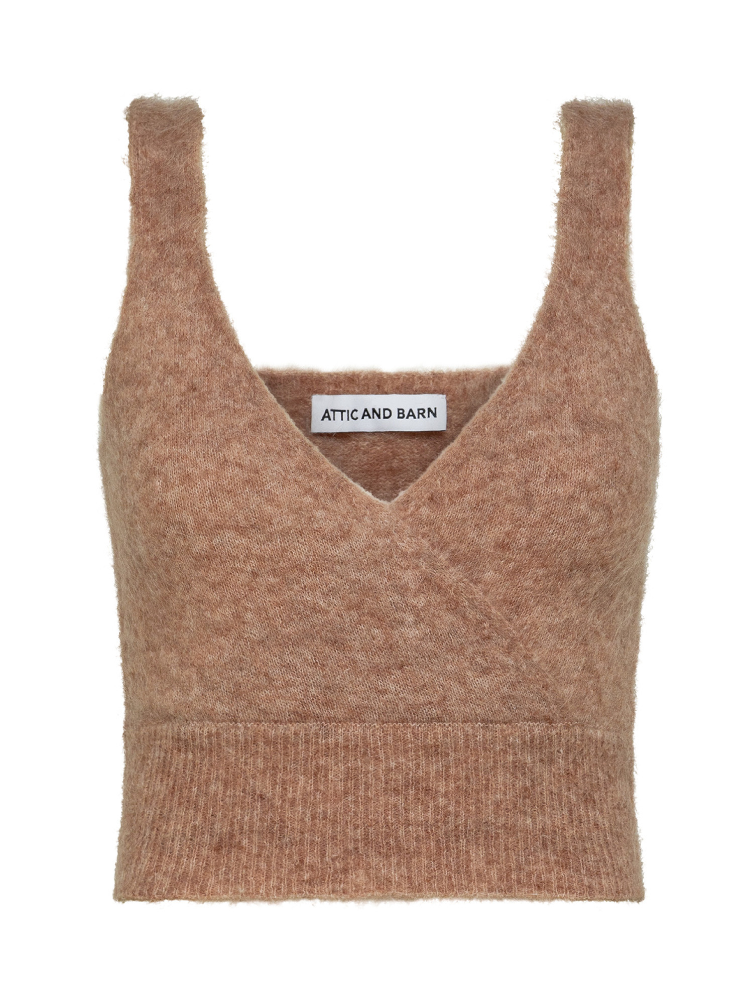 Sleeveless knitted top with a slim fit in mohair wool blend, Beige, large image number 0