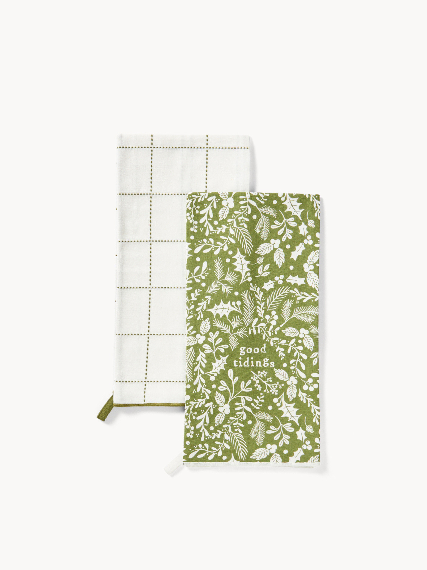Set of 2 pure cotton Christmas tea towels, Multicolor, large image number 0