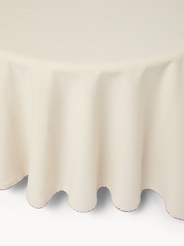 Table service with 8 pure cotton napkins and blanket stitch embroidery