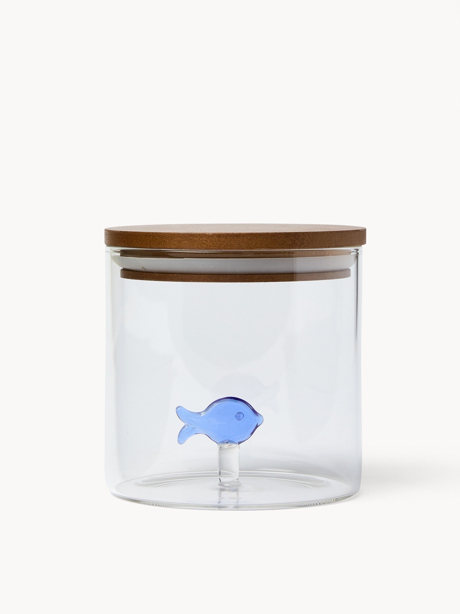 Borosilicate glass jar with fish detail, Transparent, large image number 0