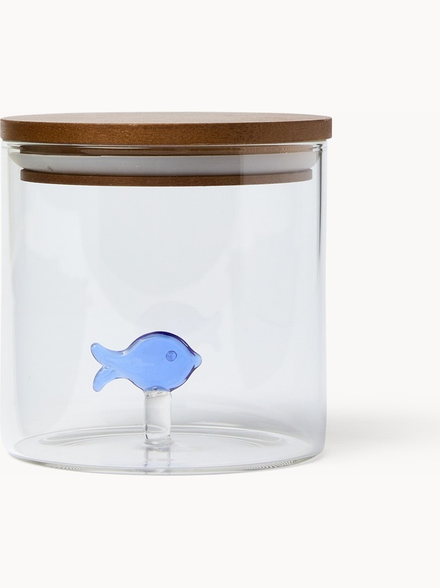 Borosilicate glass jar with fish detail