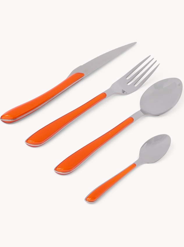 Set of 24 cutlery with colored handles