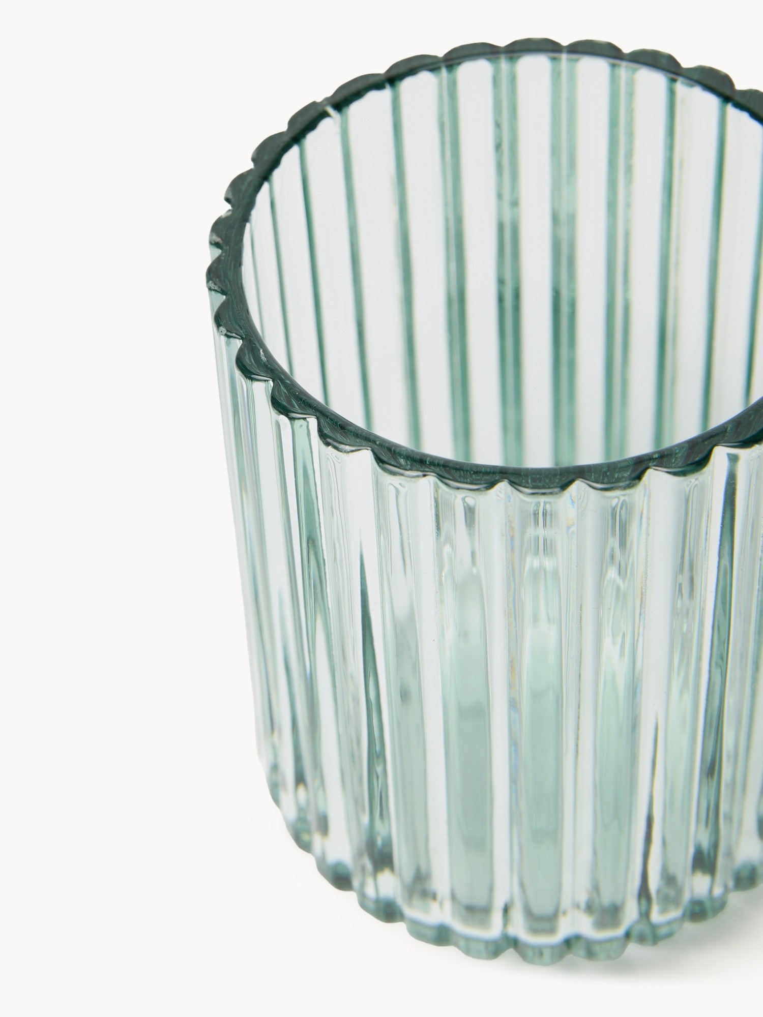 Fluted Glass Toothbrush Holder, Green teal, large image number 1