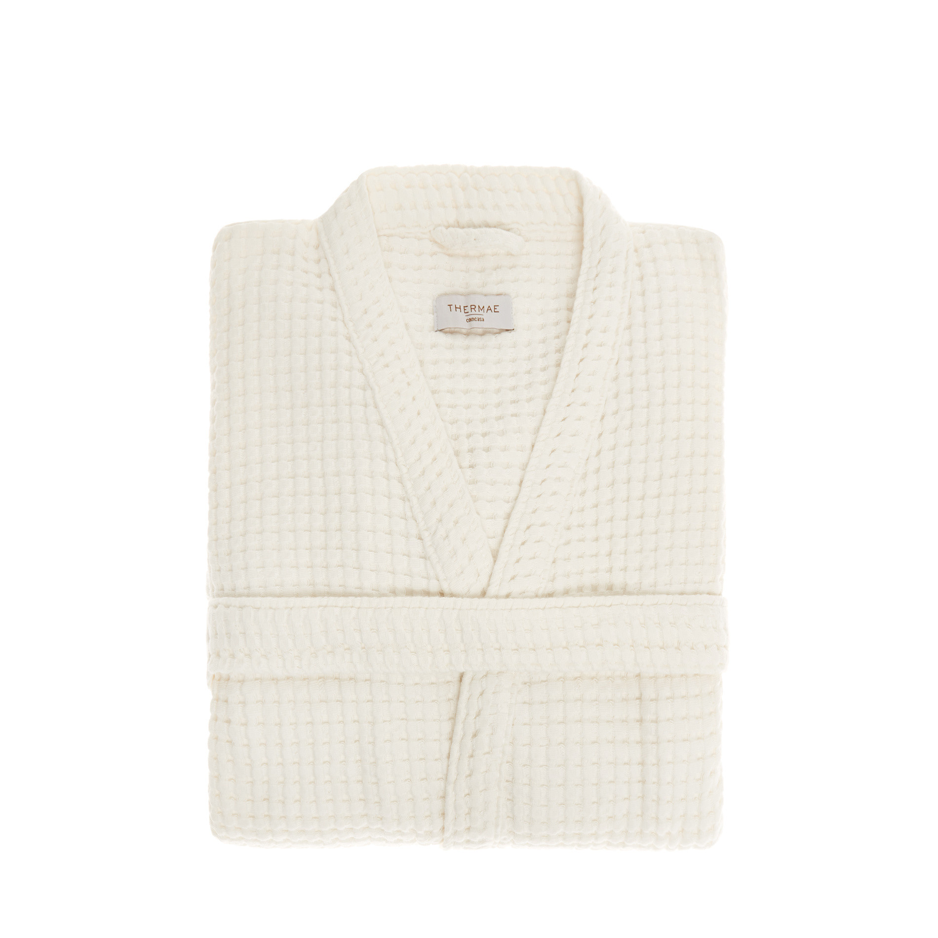 100% cotton honeycomb bathrobe Thermae, White Cream, large image number 0