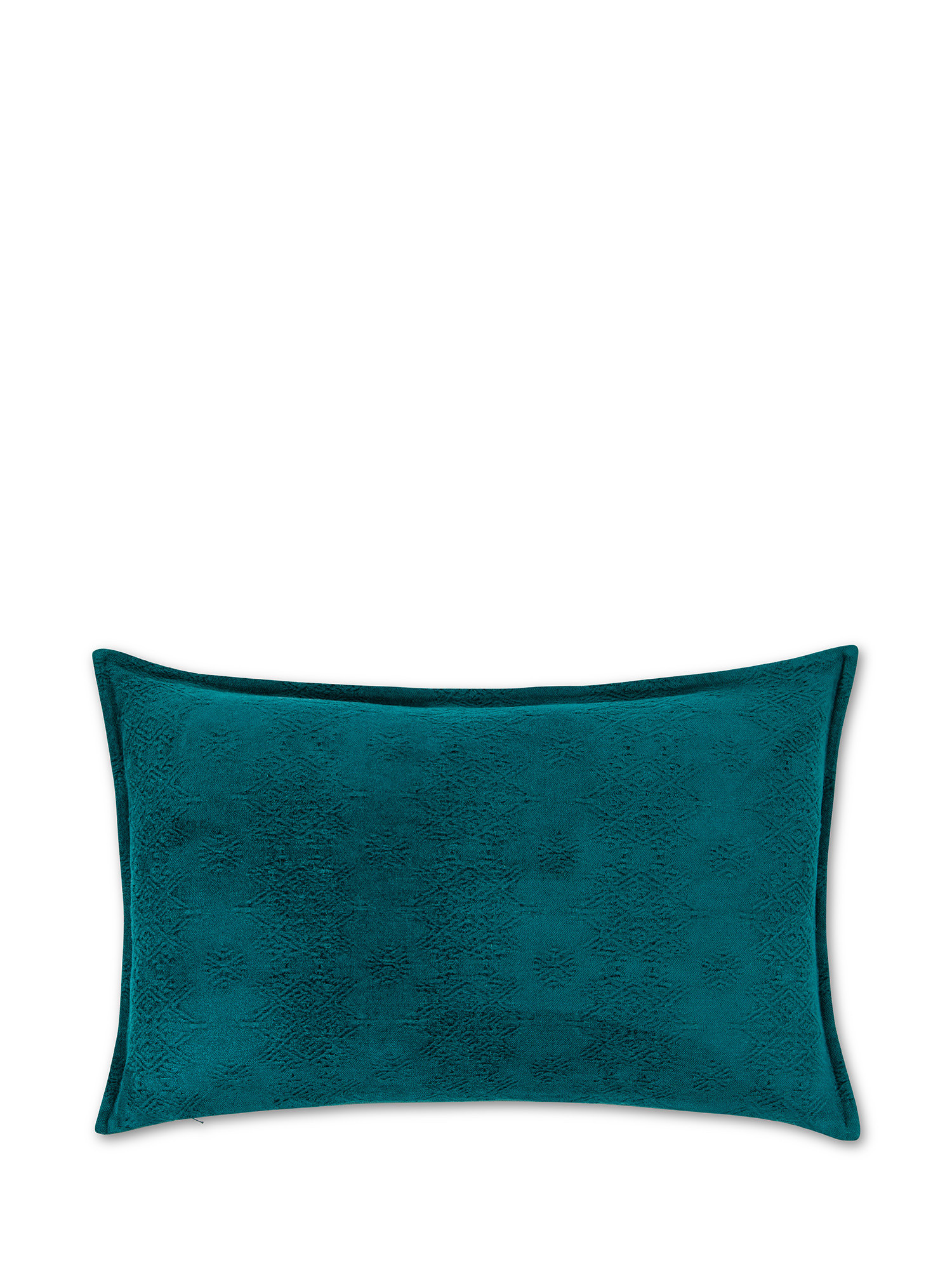 Cuscino in velluto jacquard 35x55cm, Petrolio, large image number 0
