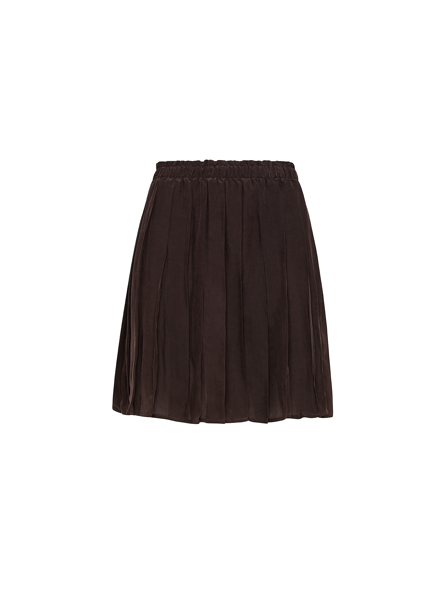 Pleated mini skirt in viscose, Brown, large image number 0