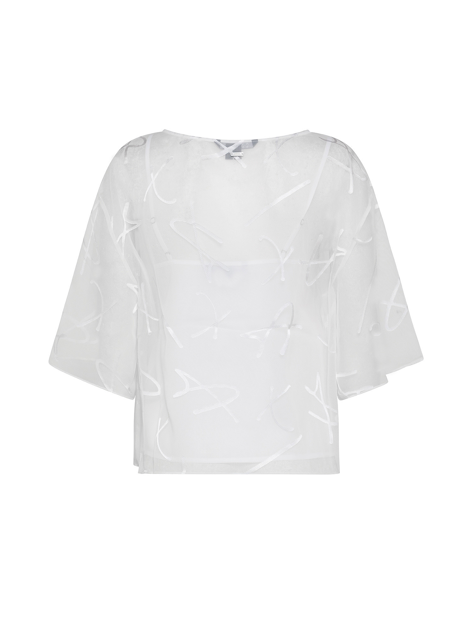 Armani Exchange - Blouse with all over logo lettering, White, large image number 1