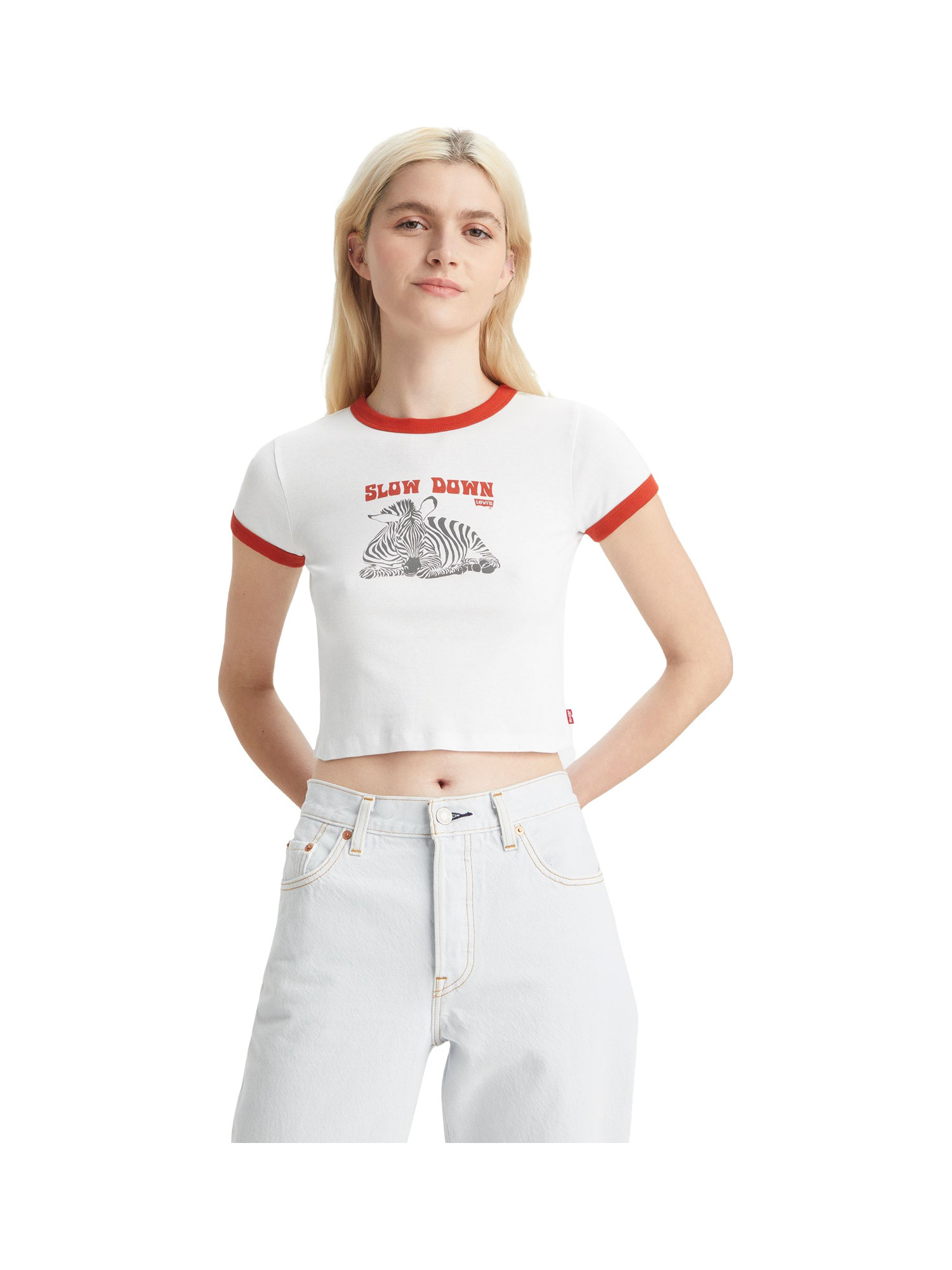Levi's - T-shirt stampata ringer mini, Rosso, large image number 2