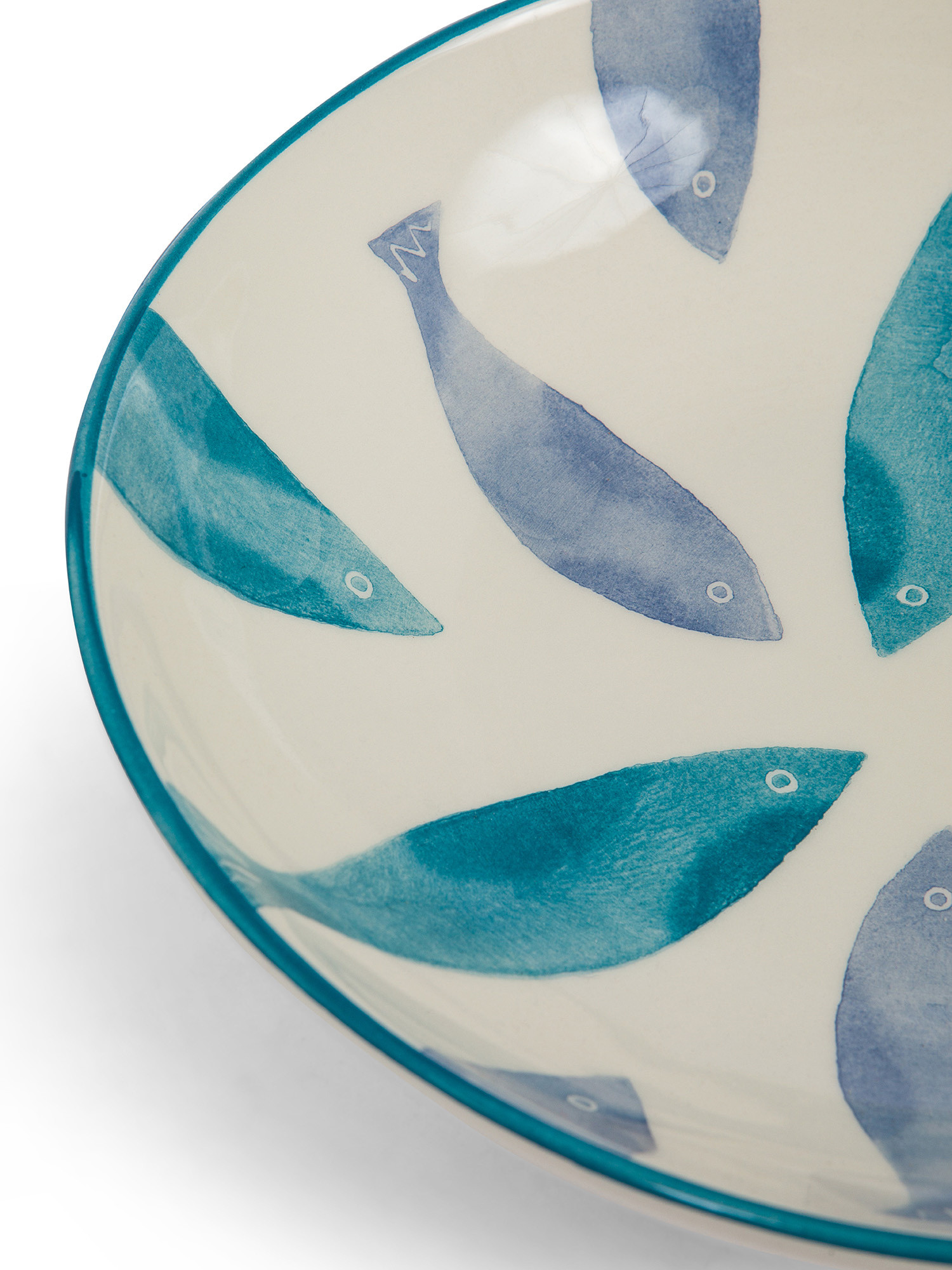 Piatto fondo decorazione pesci, Bianco/Blu, large image number 1