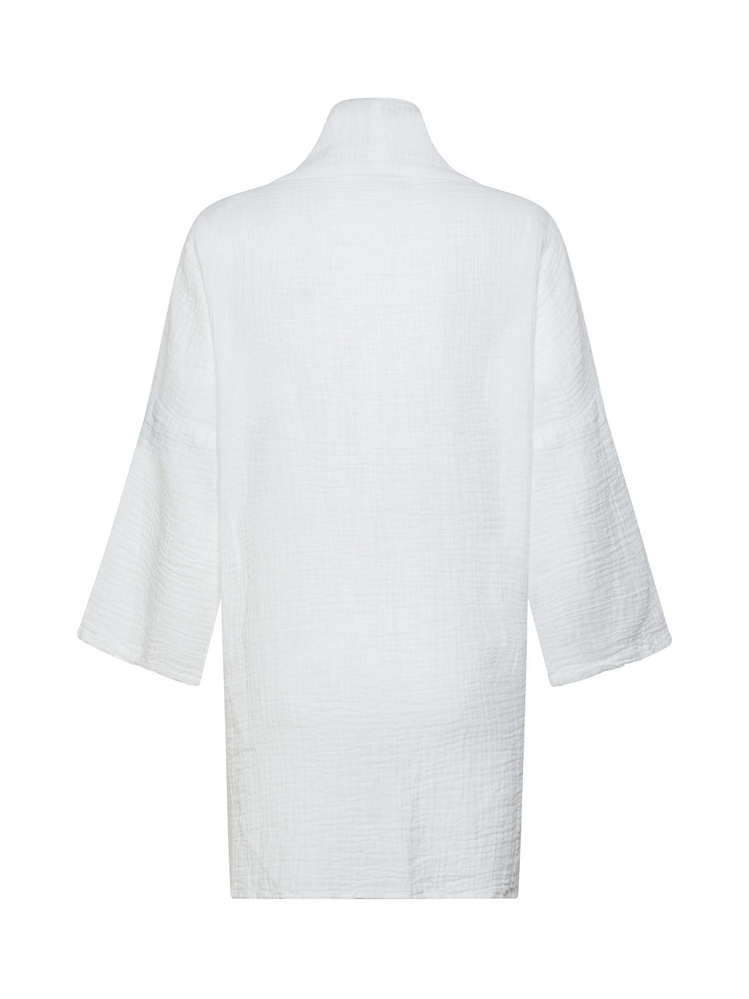 Muslin cover-up with belt and shawl collar, White, large image number 1