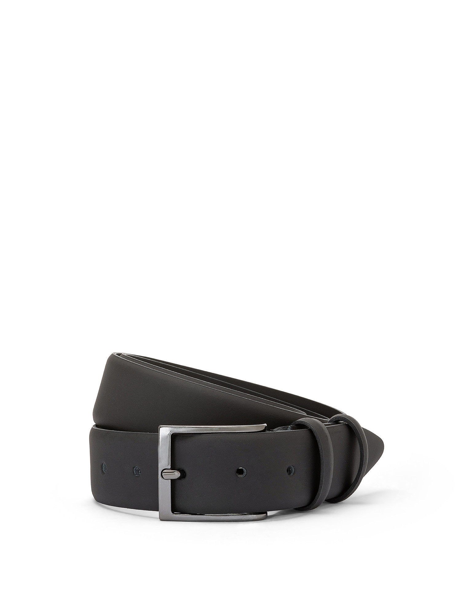 Printed nubuck leather belt, Black, large image number 0