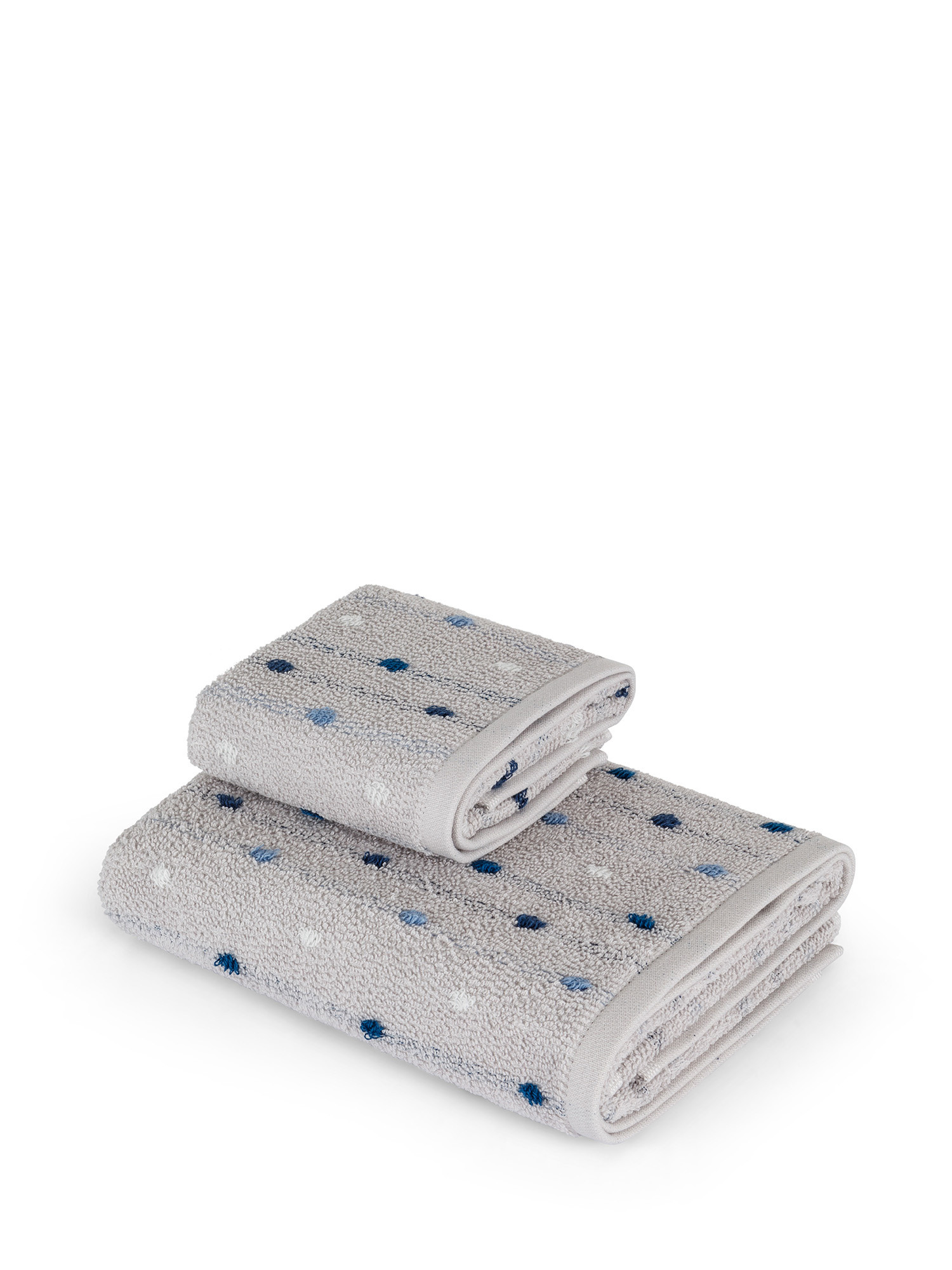 Asciugamano di puro cotone tinto in filo motivo pois, Grigio, large image number 0