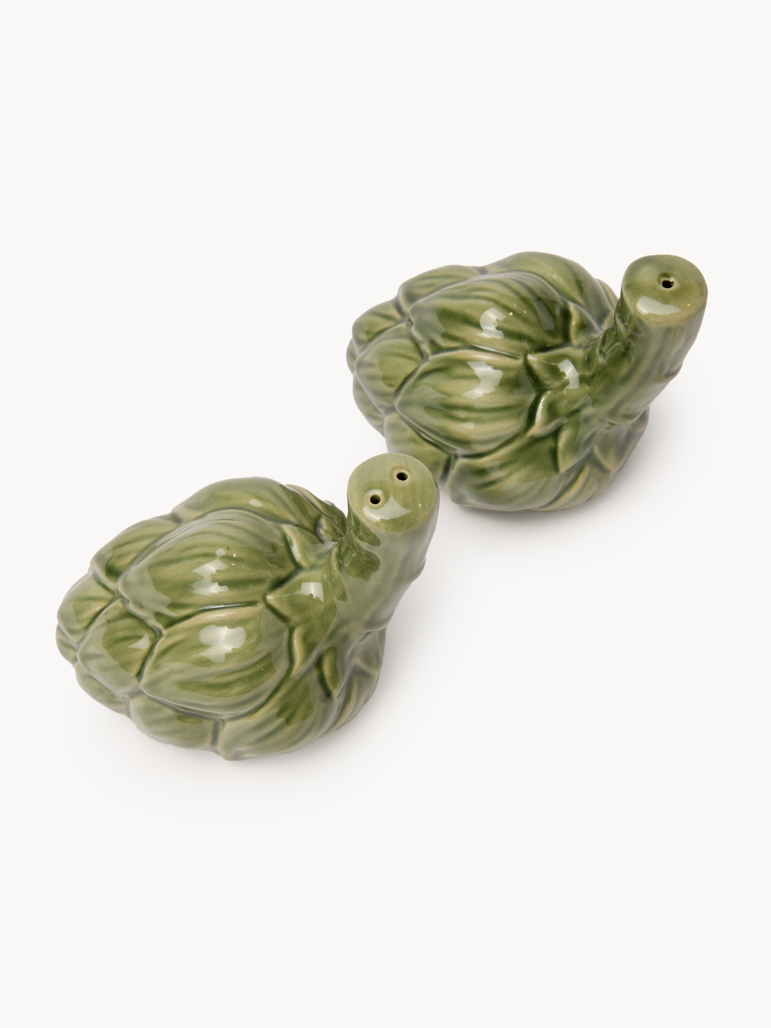 Artichoke-shaped ceramic salt and pepper shaker, Green, large image number 1