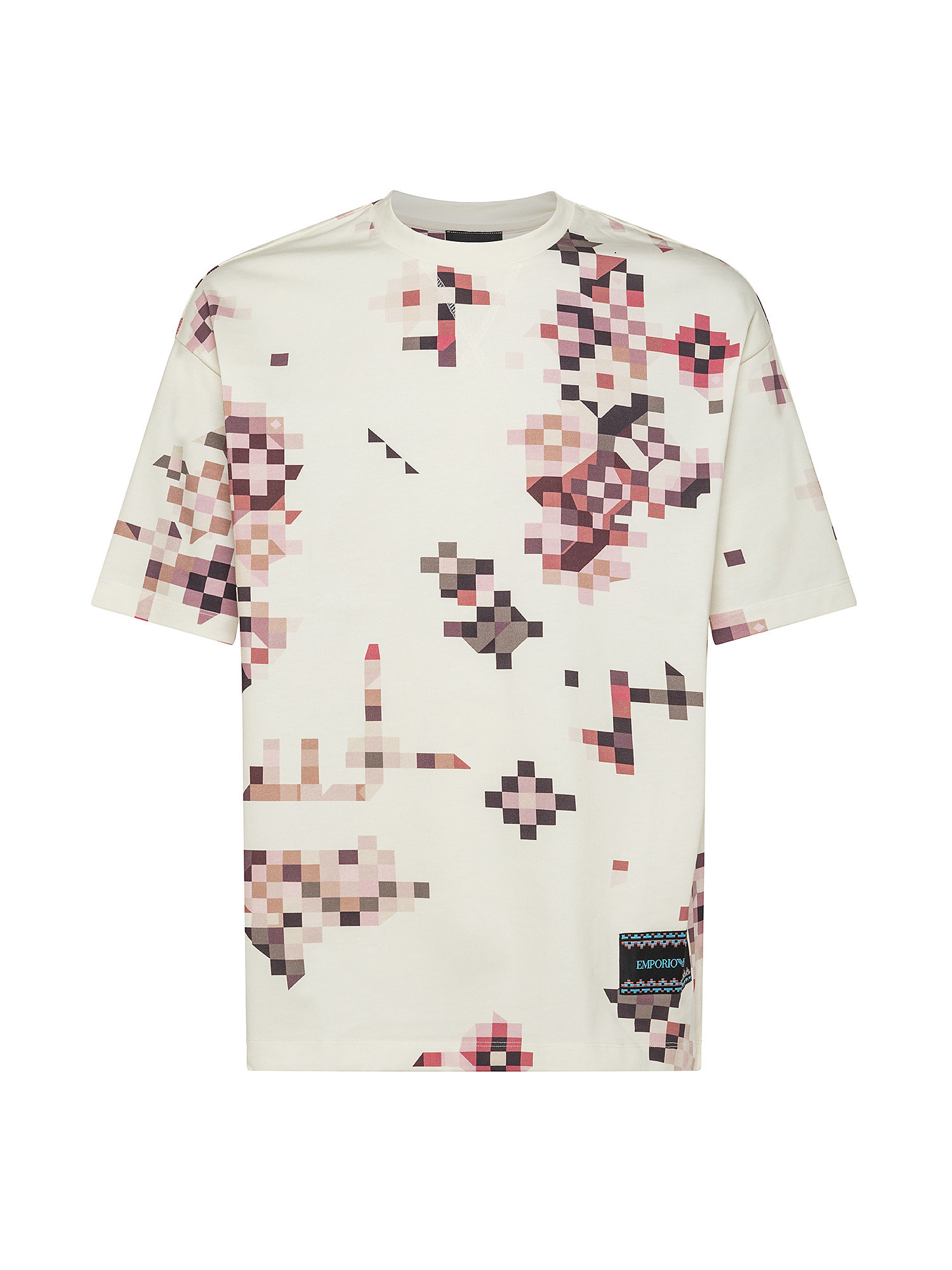 T-shirt con stampa pixel, Bianco panna, large image number 0