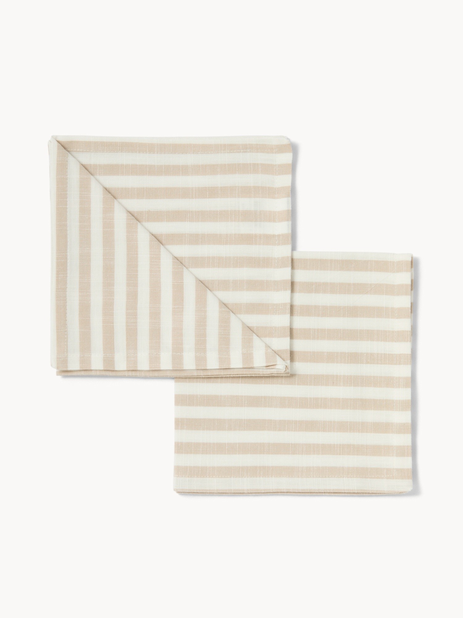 Set of 4 striped yarn-dyed cotton napkins - Discounted Price, Beige, large image number 0