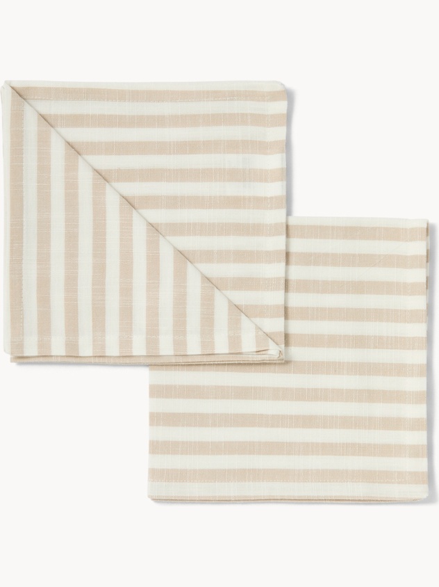 Set of 4 striped yarn-dyed cotton napkins - Discounted Price