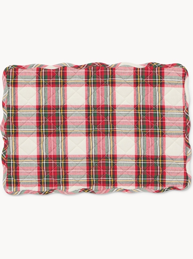 Tovaglietta tartan trapuntata in puro cotone tinto filo
