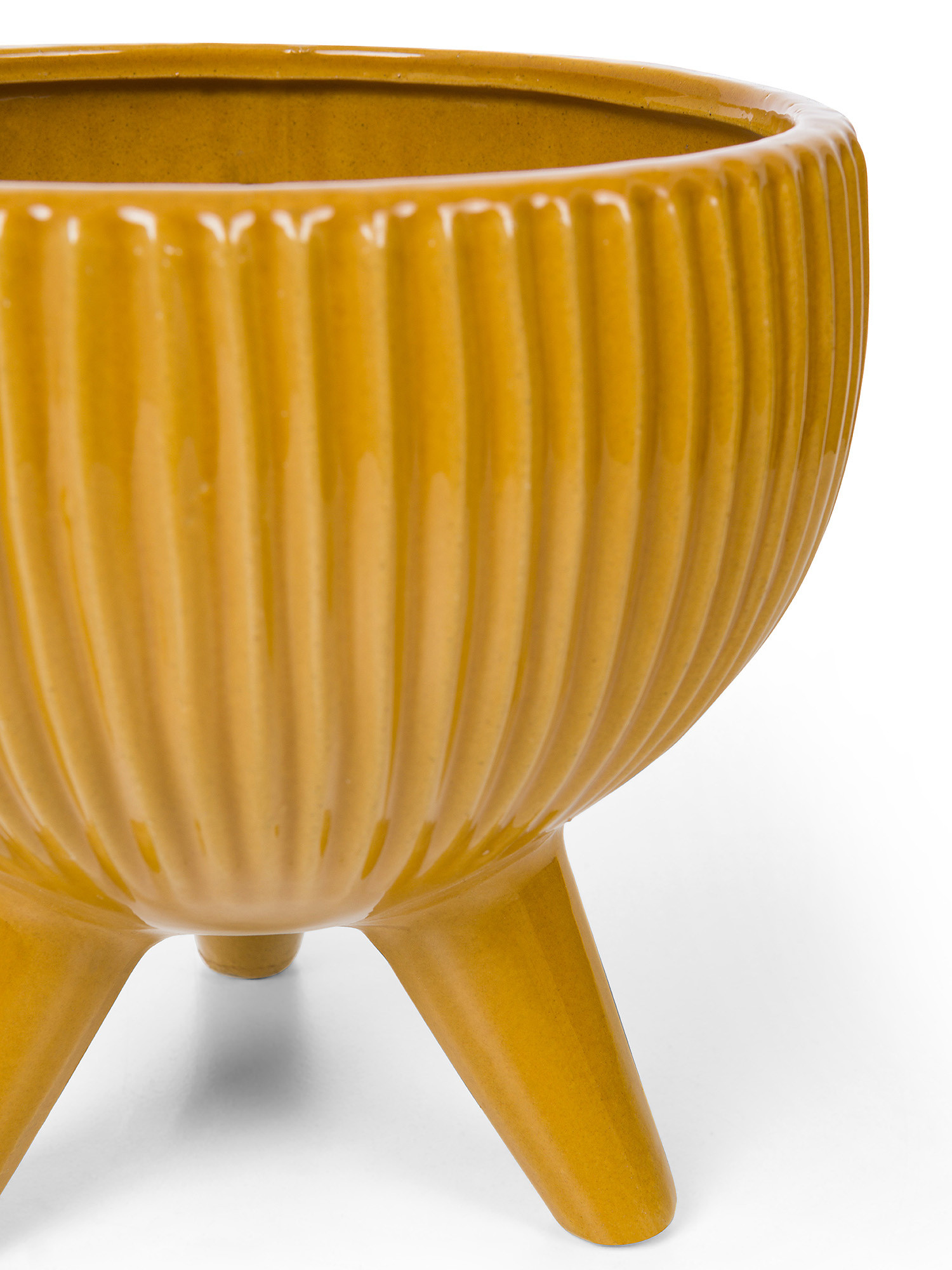 Enamelled porcelain cachepot, Ocra Yellow, large image number 1