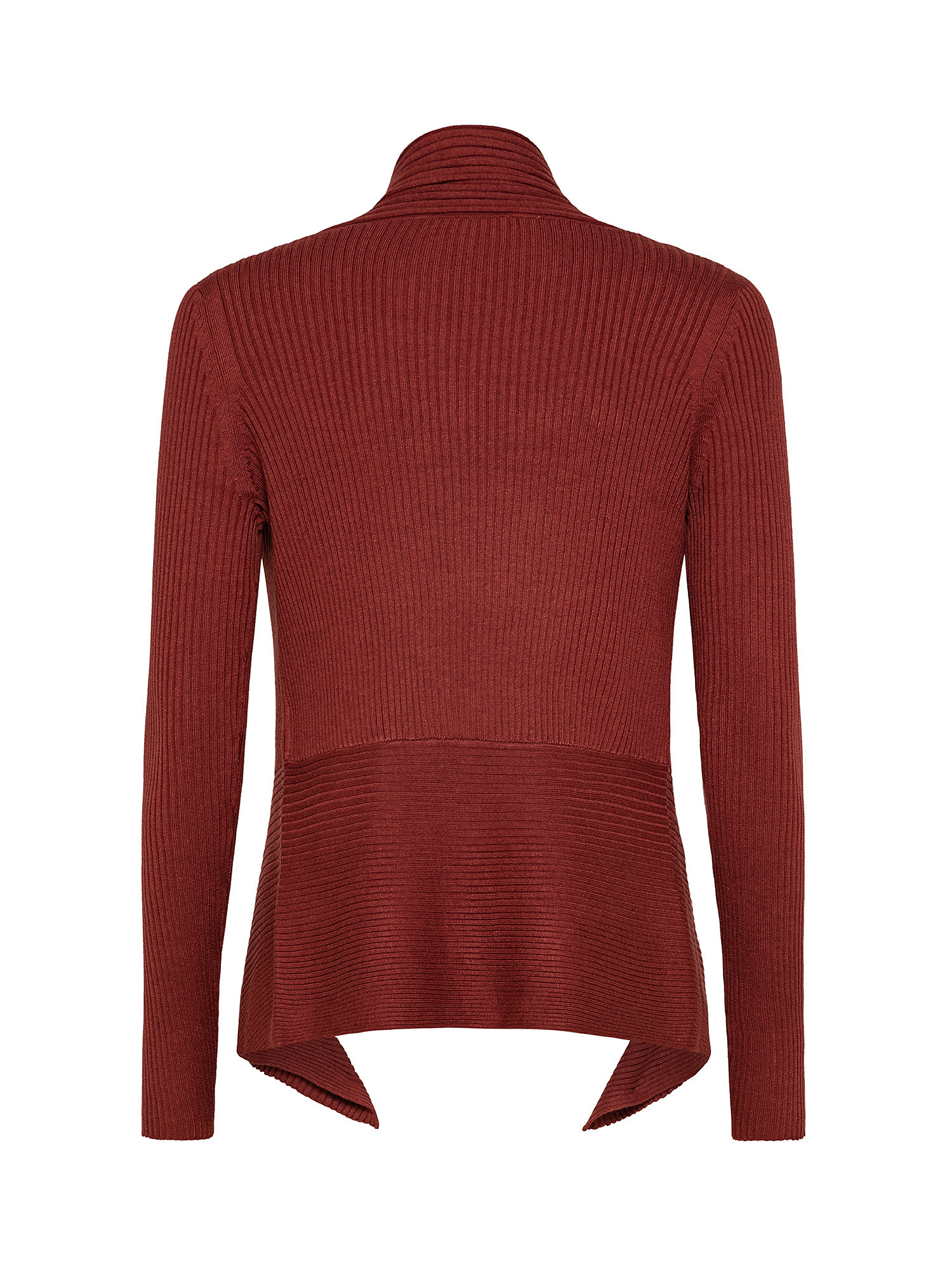 Open ribbed cardigan, Brick Red, large image number 1