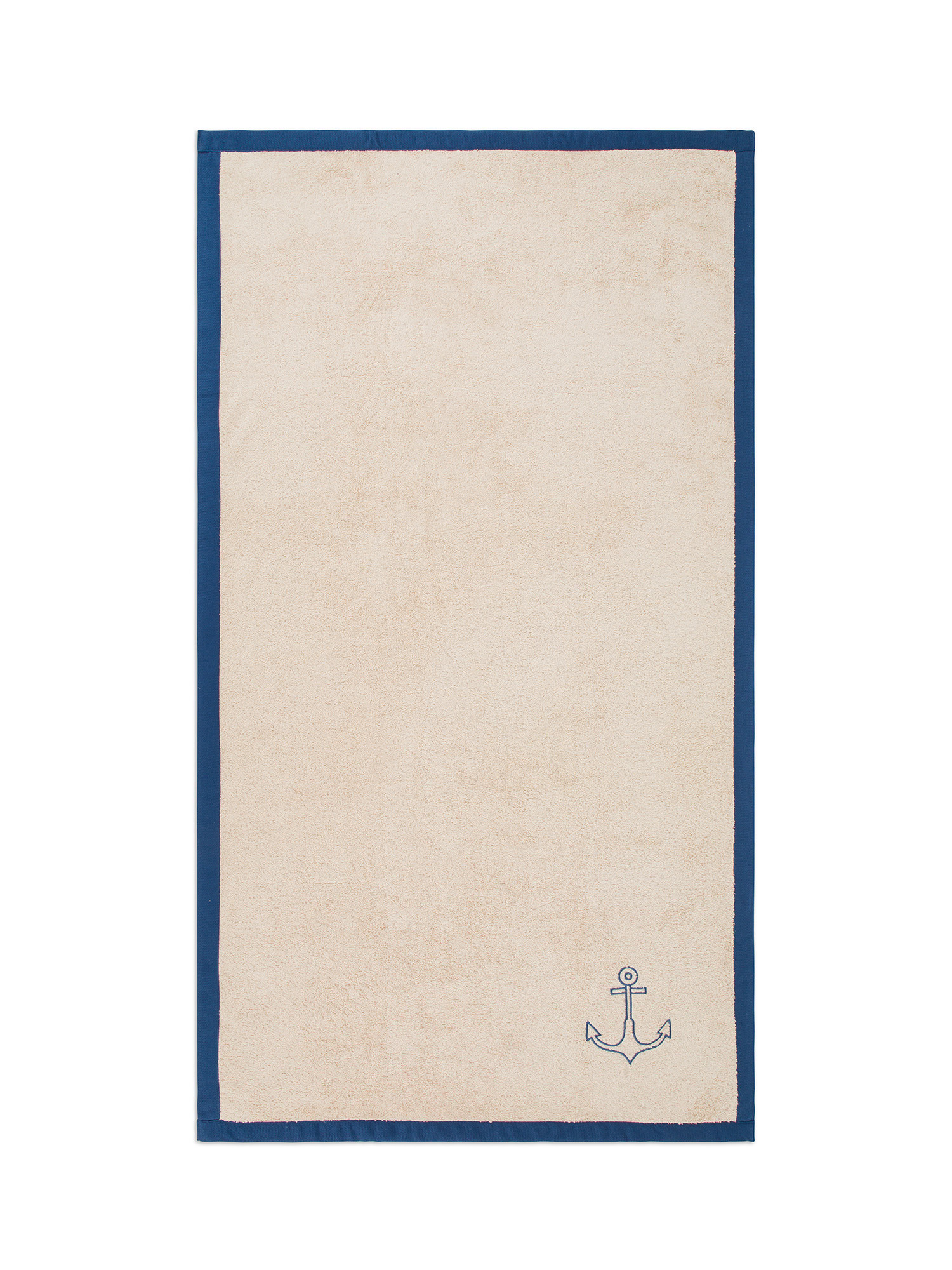 Cotton terry beach towel with anchor embroidery, Beige, large image number 0