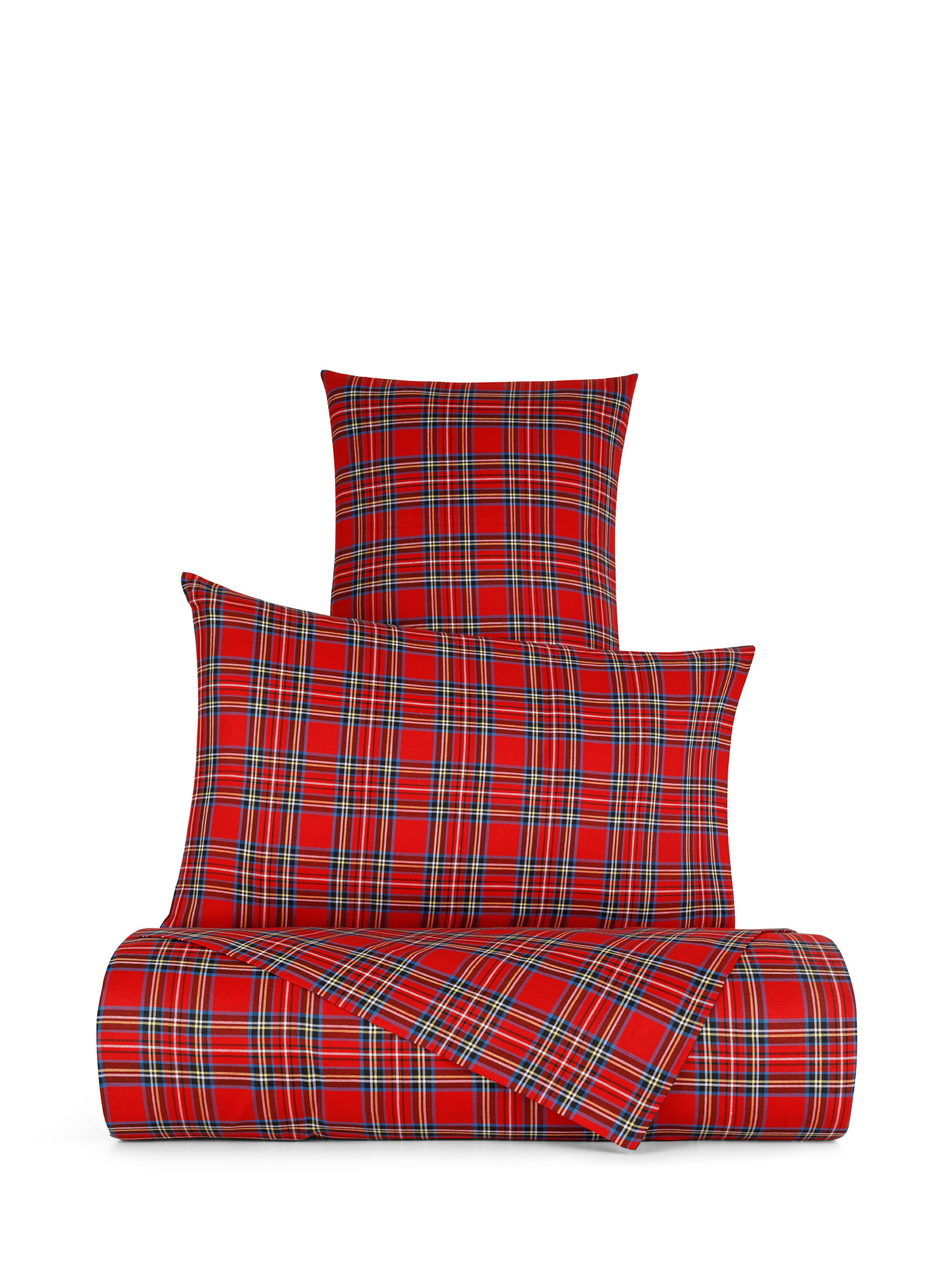 Warm tartan cotton pillowcase, Red, large image number 1