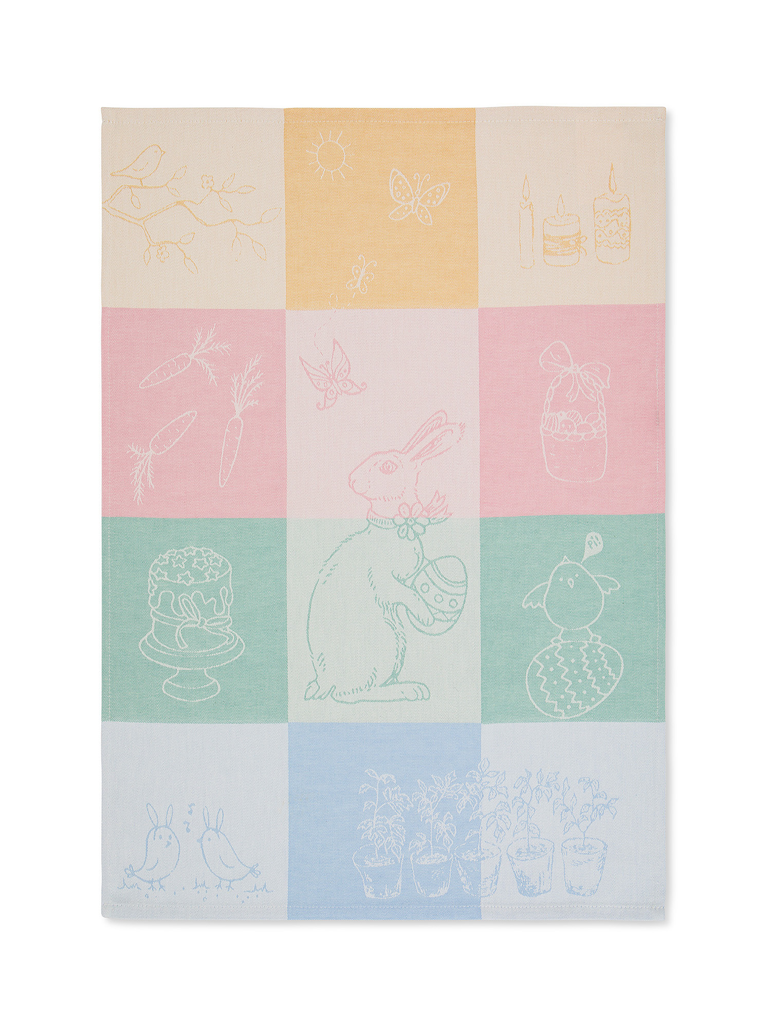 Set of 2 Easter motif jacquard cotton tea towels, Multicolor, large image number 1