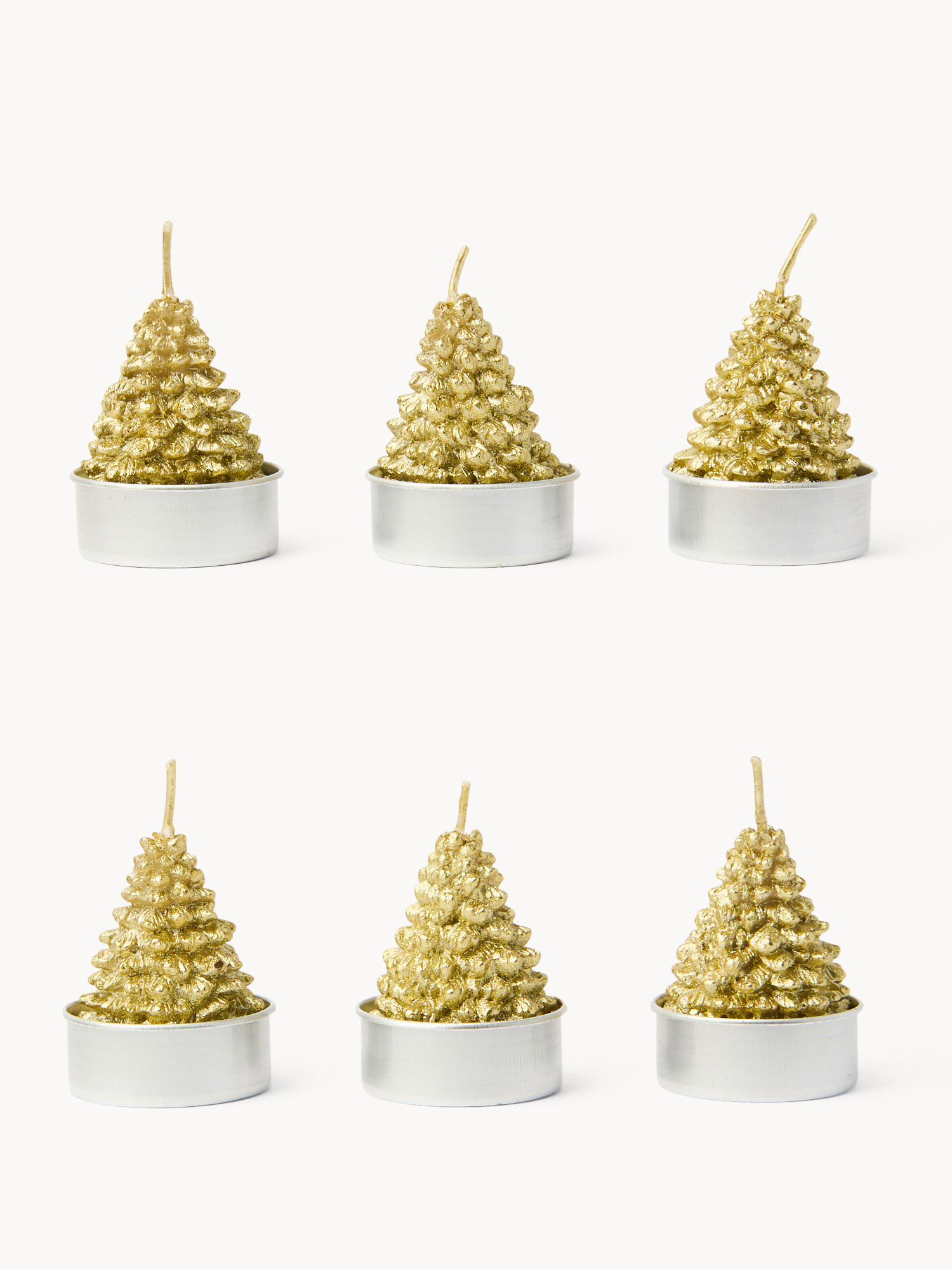Set 6 candeline ad albero di Natale, Oro, large image number 0