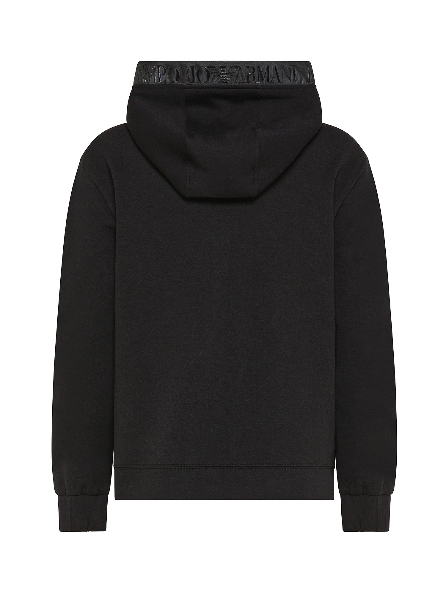 Emporio Armani - Full zip sweatshirt with hood and logo tape, Black, large image number 1