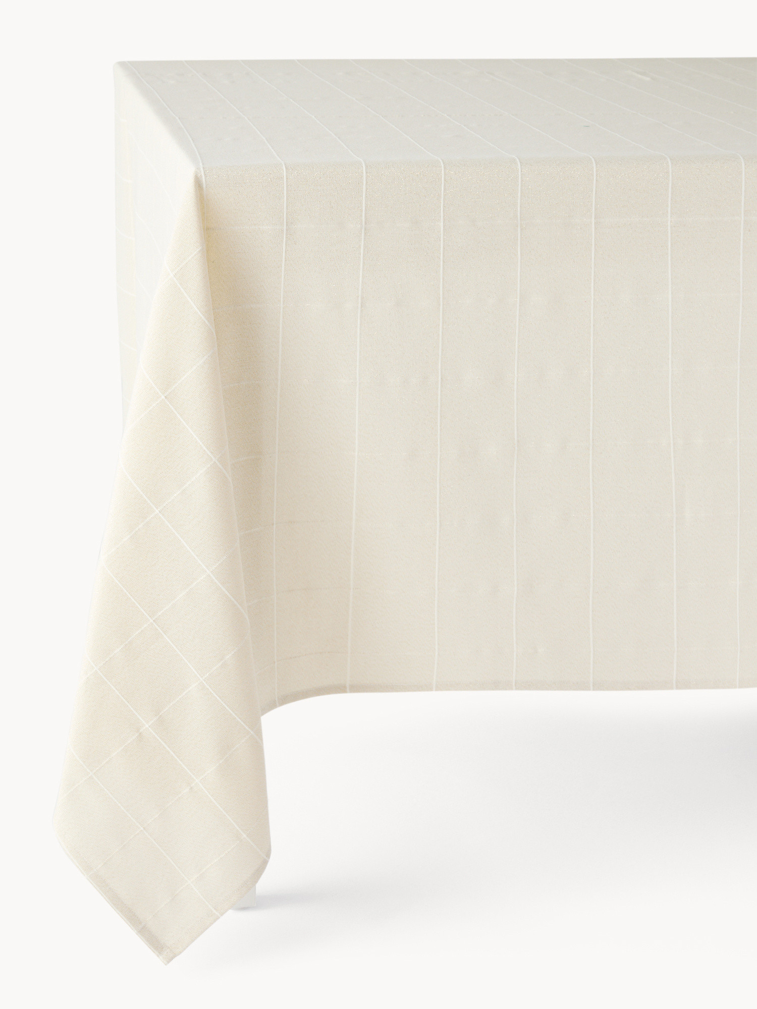 Cotton and lurex check tablecloth, Gold, large image number 0