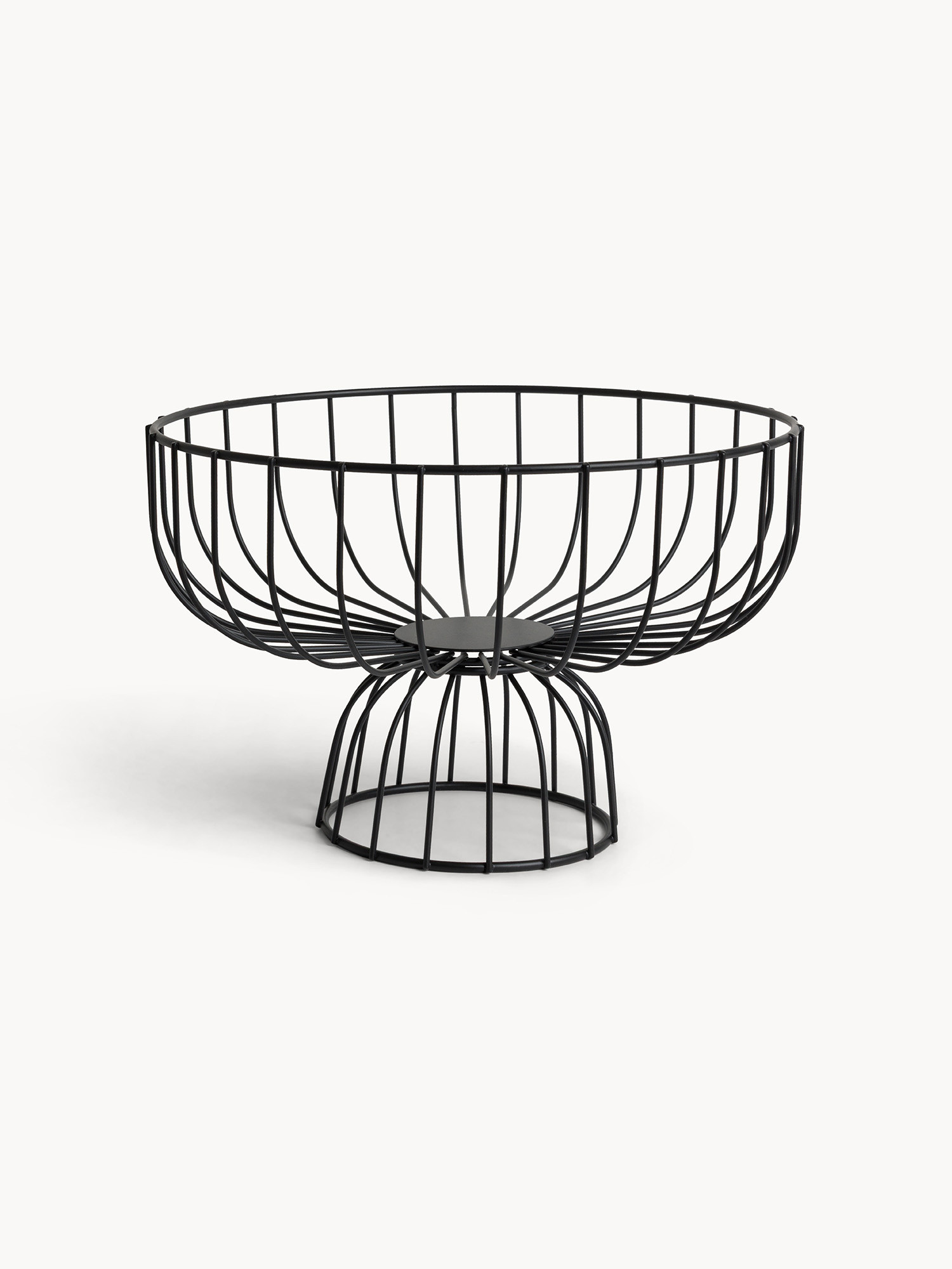 Black wire basket in enamelled iron, Black, large image number 0