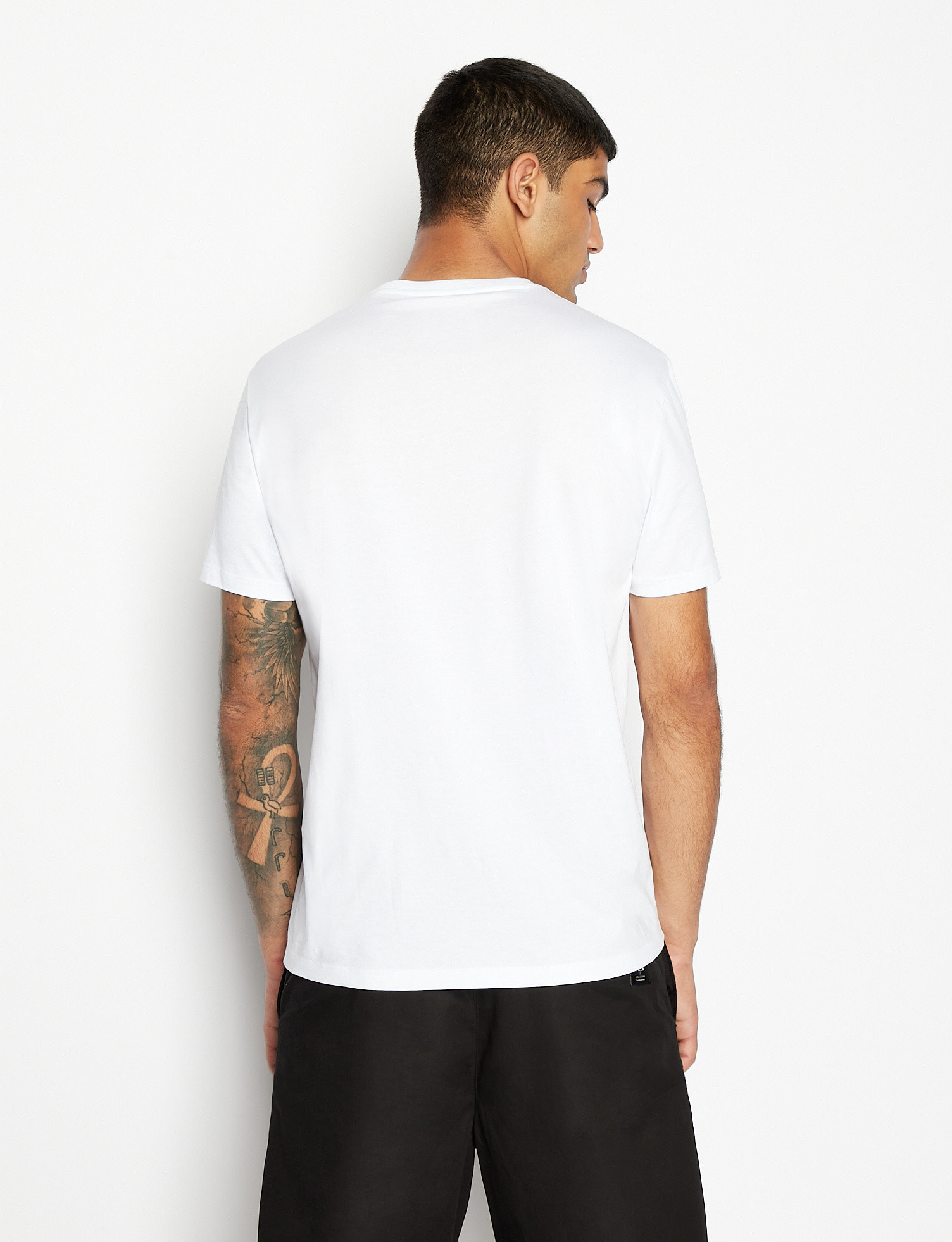Armani Exchange - T-shirt regular fit in cotone con logo, Bianco, large image number 4
