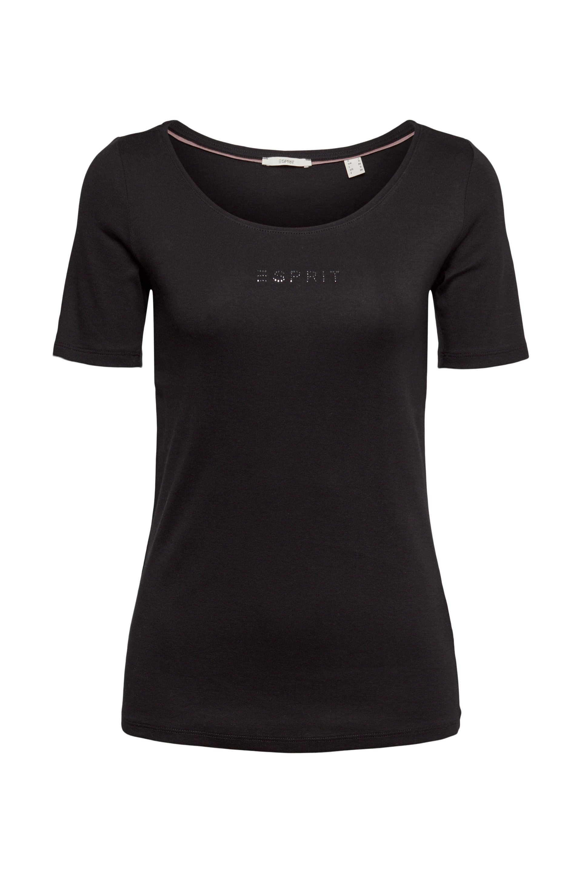 Esprit - Cotton logo T-shirt, Black, large image number 0
