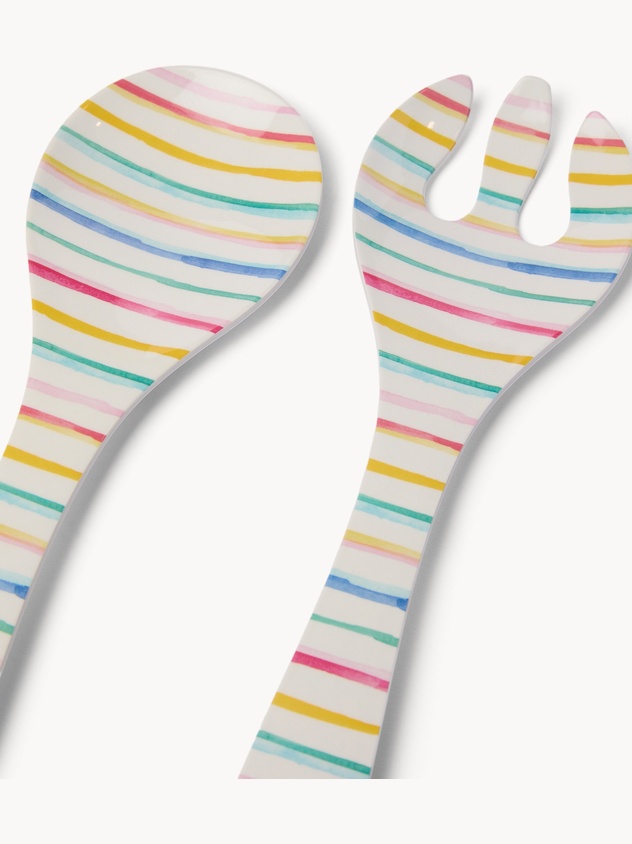 Set of 2 striped melamine cutlery - Discounted price