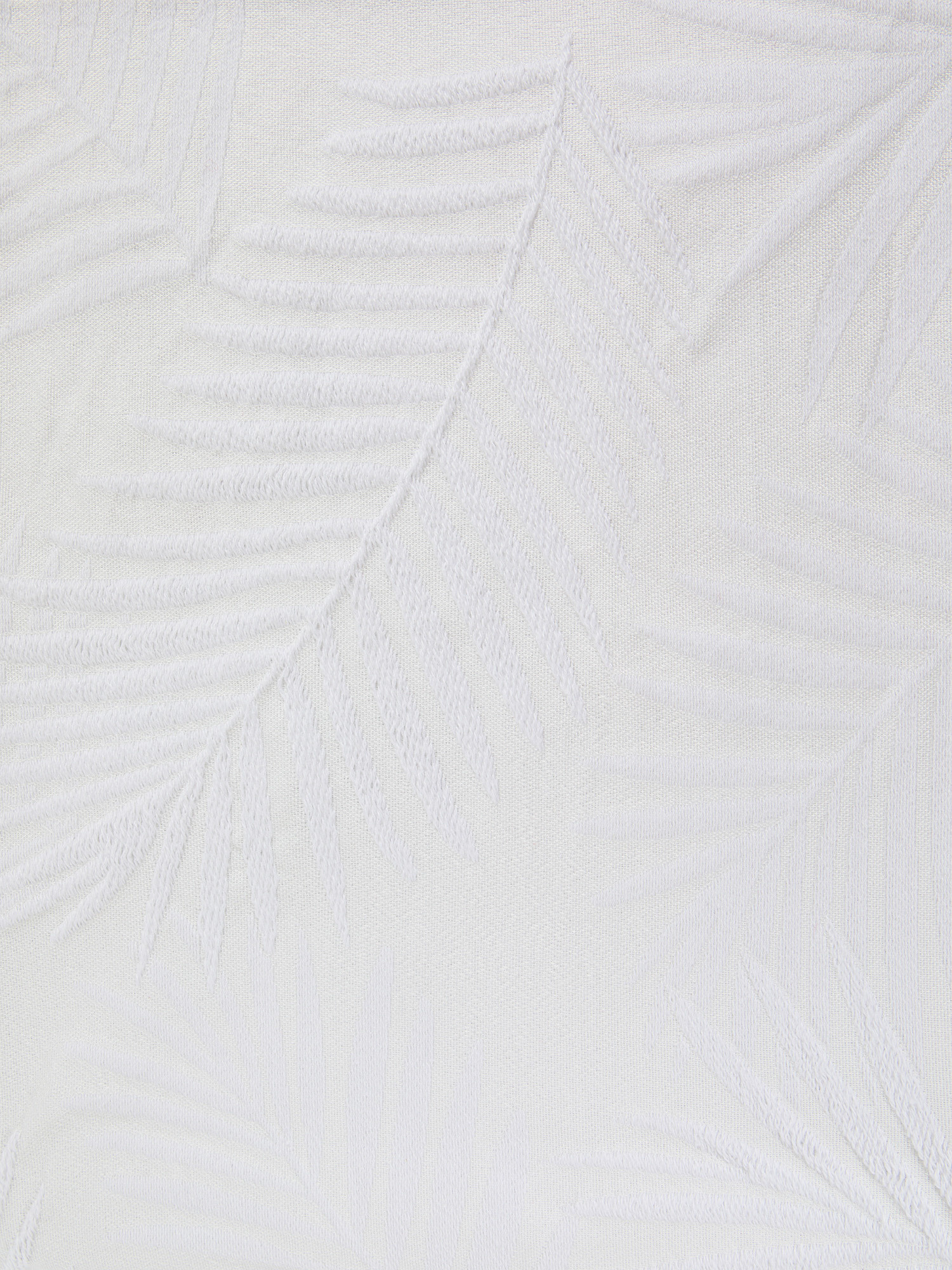 Copriletto cotone tinta unita motivo foglie, Bianco, large image number 1