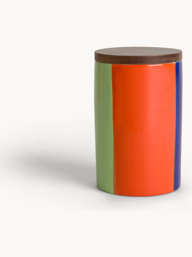 Barattolo in ceramica a righe