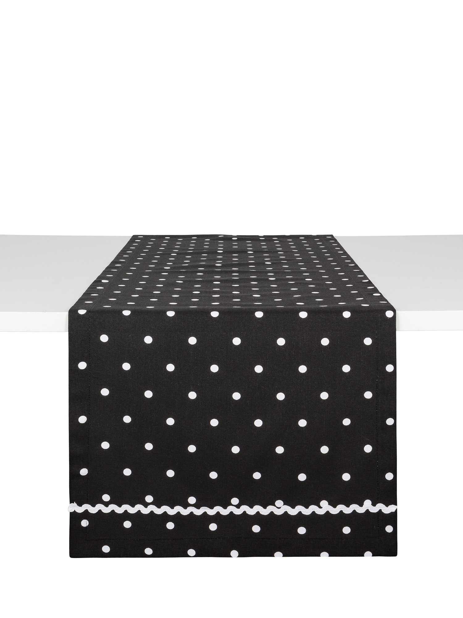 100% cotton runner with polka dot print, Black, large image number 0