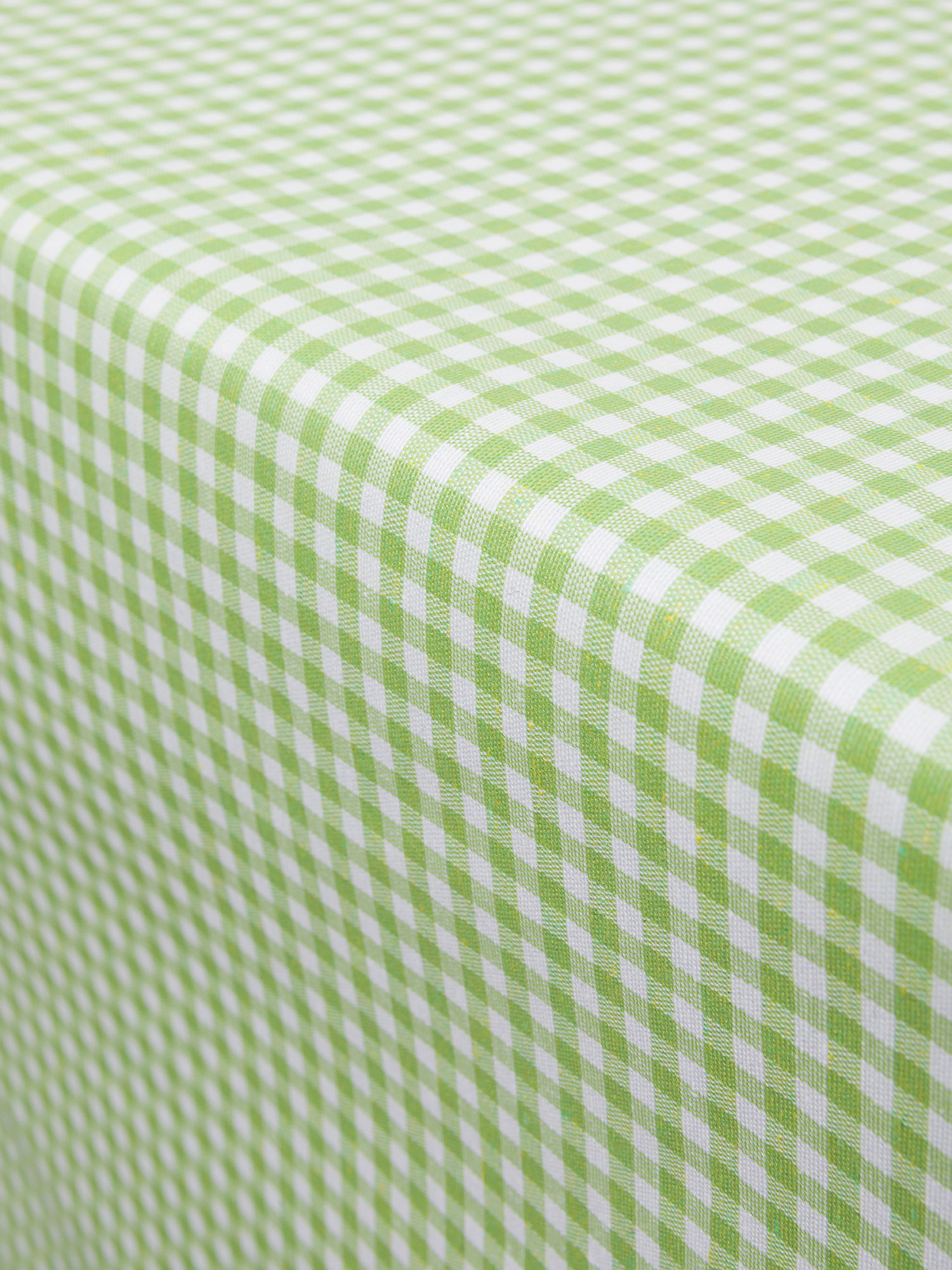 Water-repellent cotton tablecloth with gingham motif and daisies embroidery, Green, large image number 1