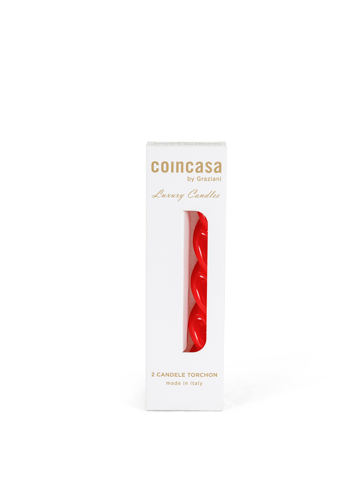 Set 2 candele torchon in cera laccata made in Italy, Rosso, large image number 1