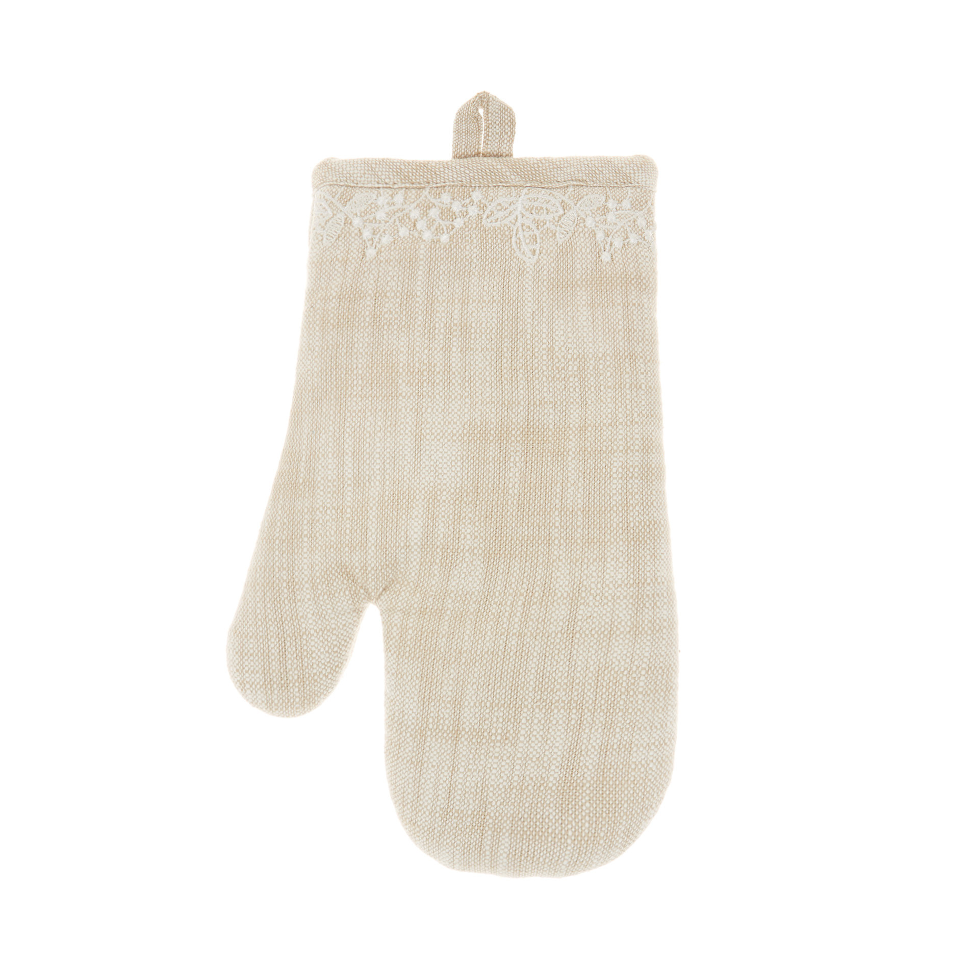 100% iridescent cotton oven mitt with embroidery, Light Beige, large image number 0