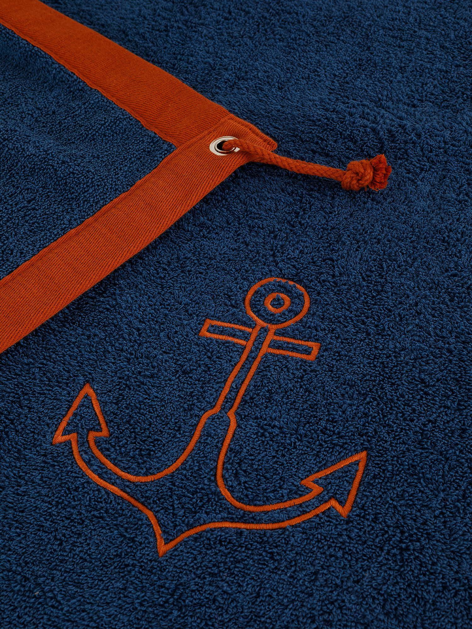 Terry cotton beach towel with anchor embroidery, Dark Blue, large image number 1